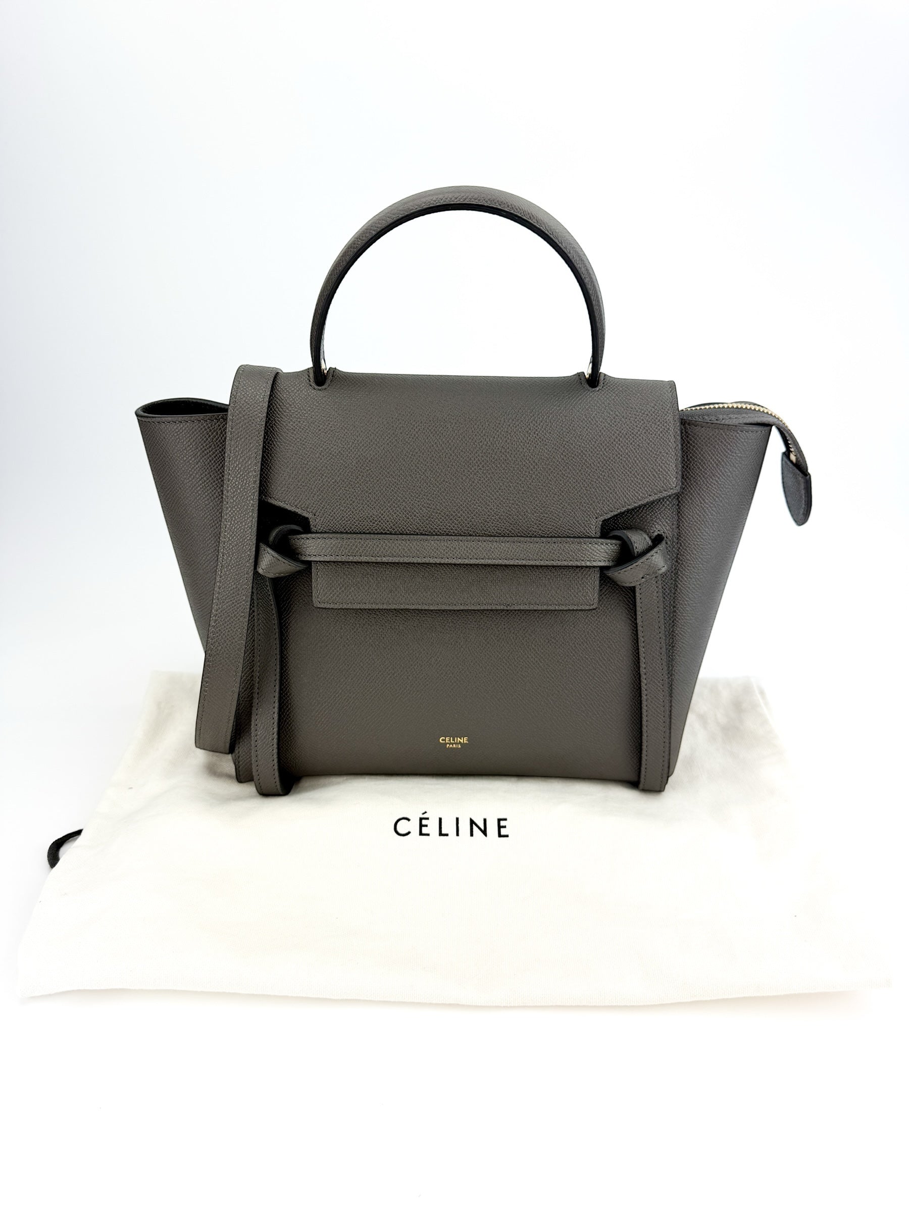 Celine Grained Calfskin Mini Belt Bag Grey