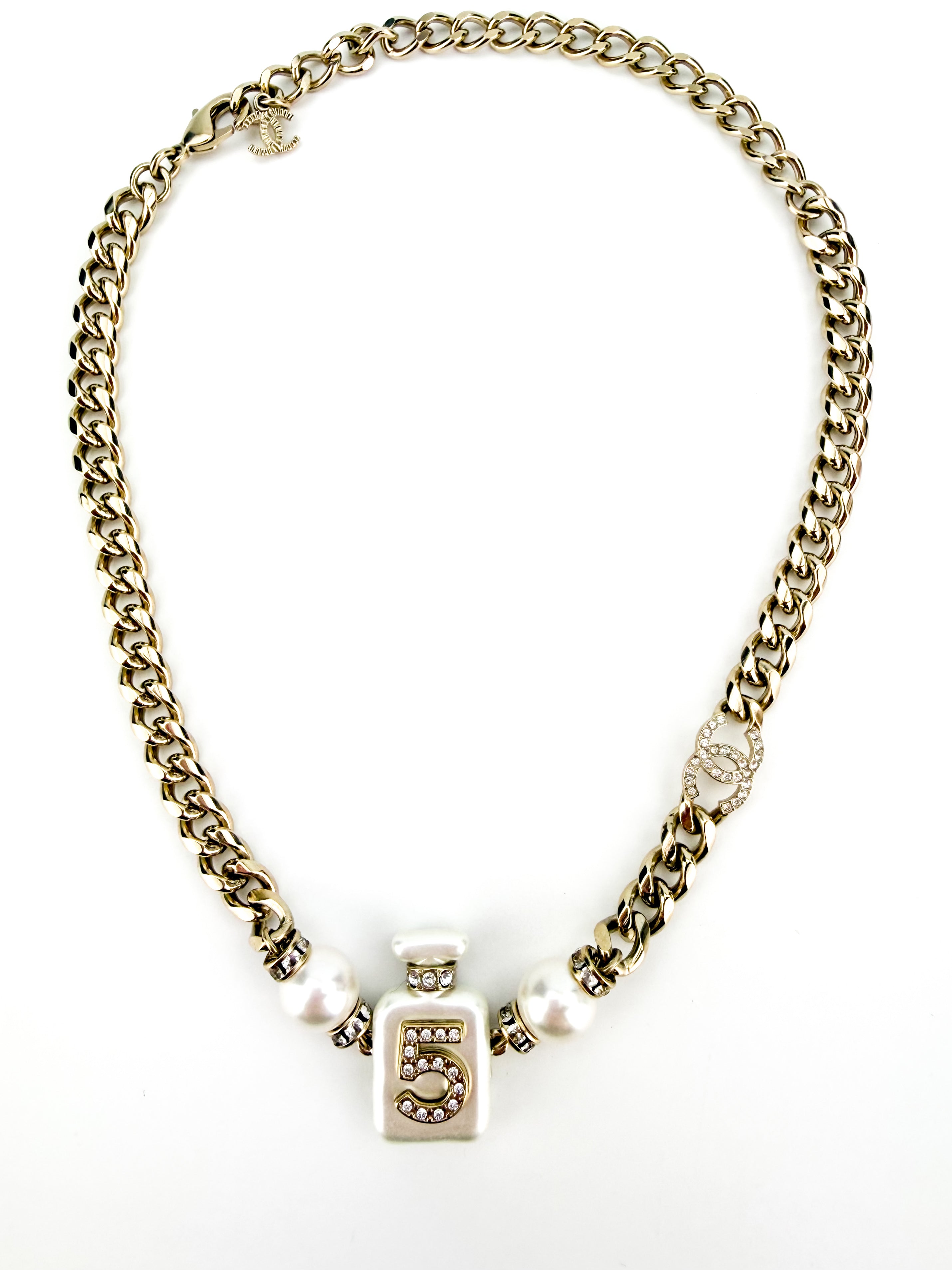 Chanel Strass and Resin No. 5 Perfume Bottle Necklace