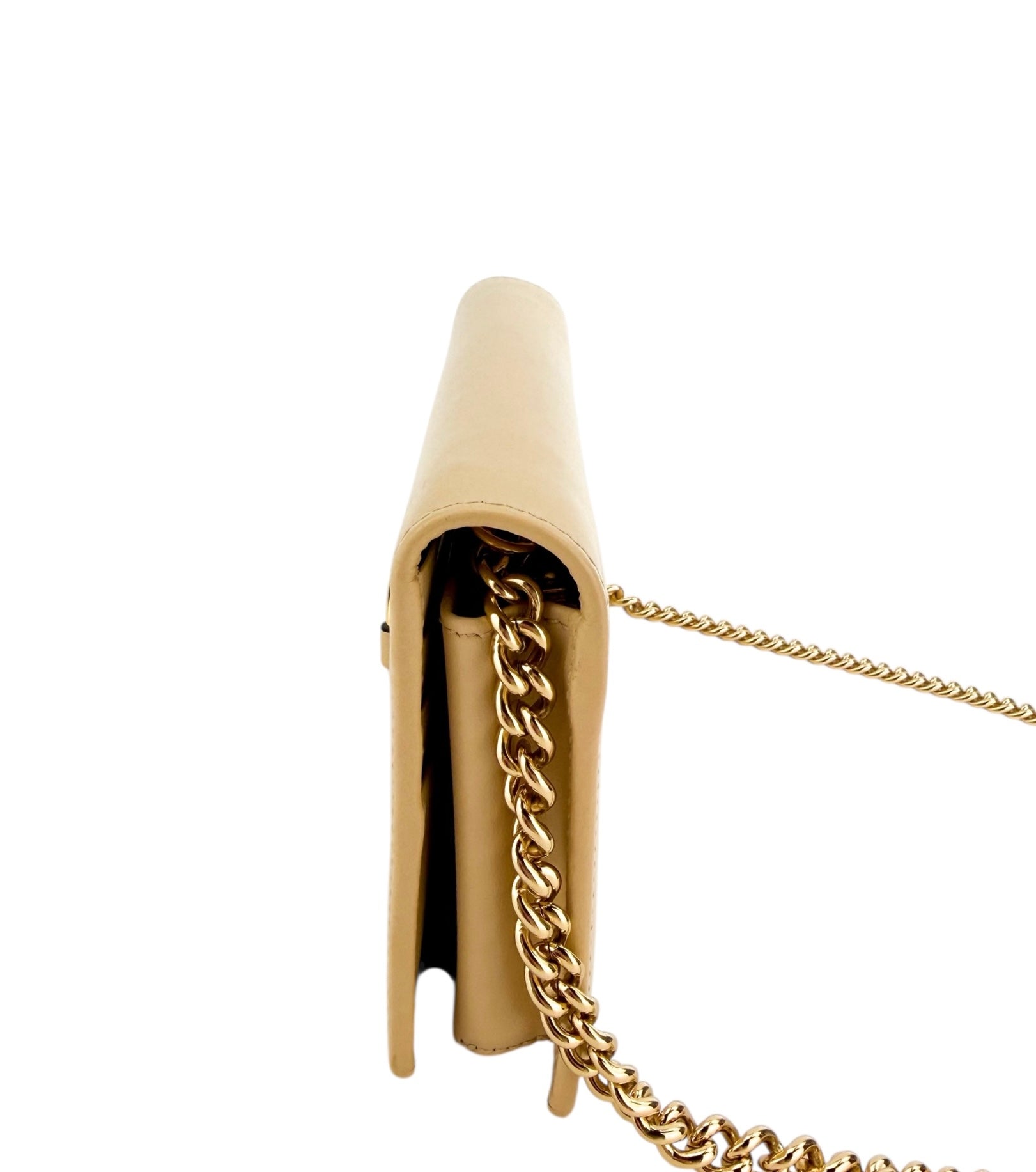 Gucci Calfskin Horsebit 1955 Wallet on Chain Beige