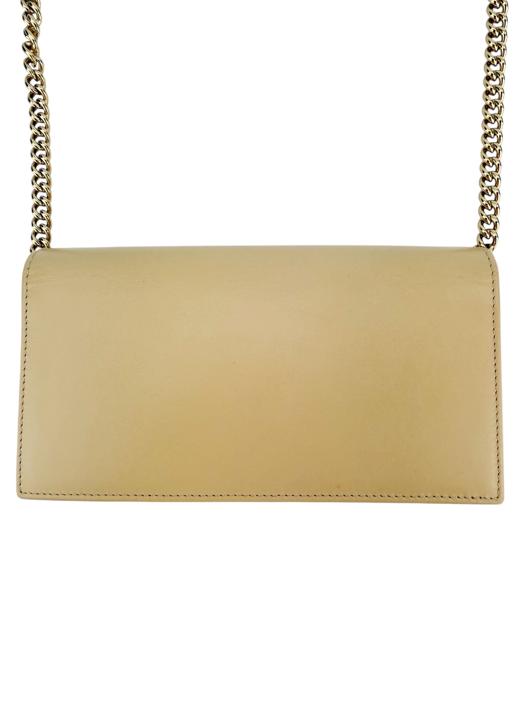 Gucci Calfskin Horsebit 1955 Wallet on Chain Beige