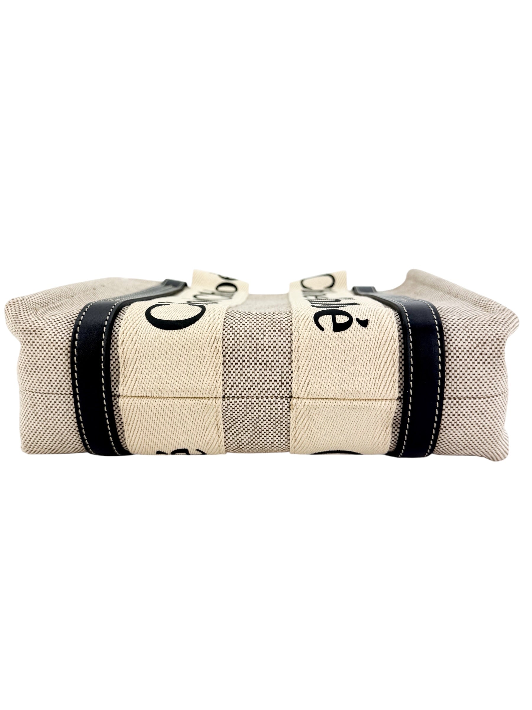 Chloe Linen Calfskin Small Woody Ribbon Tote