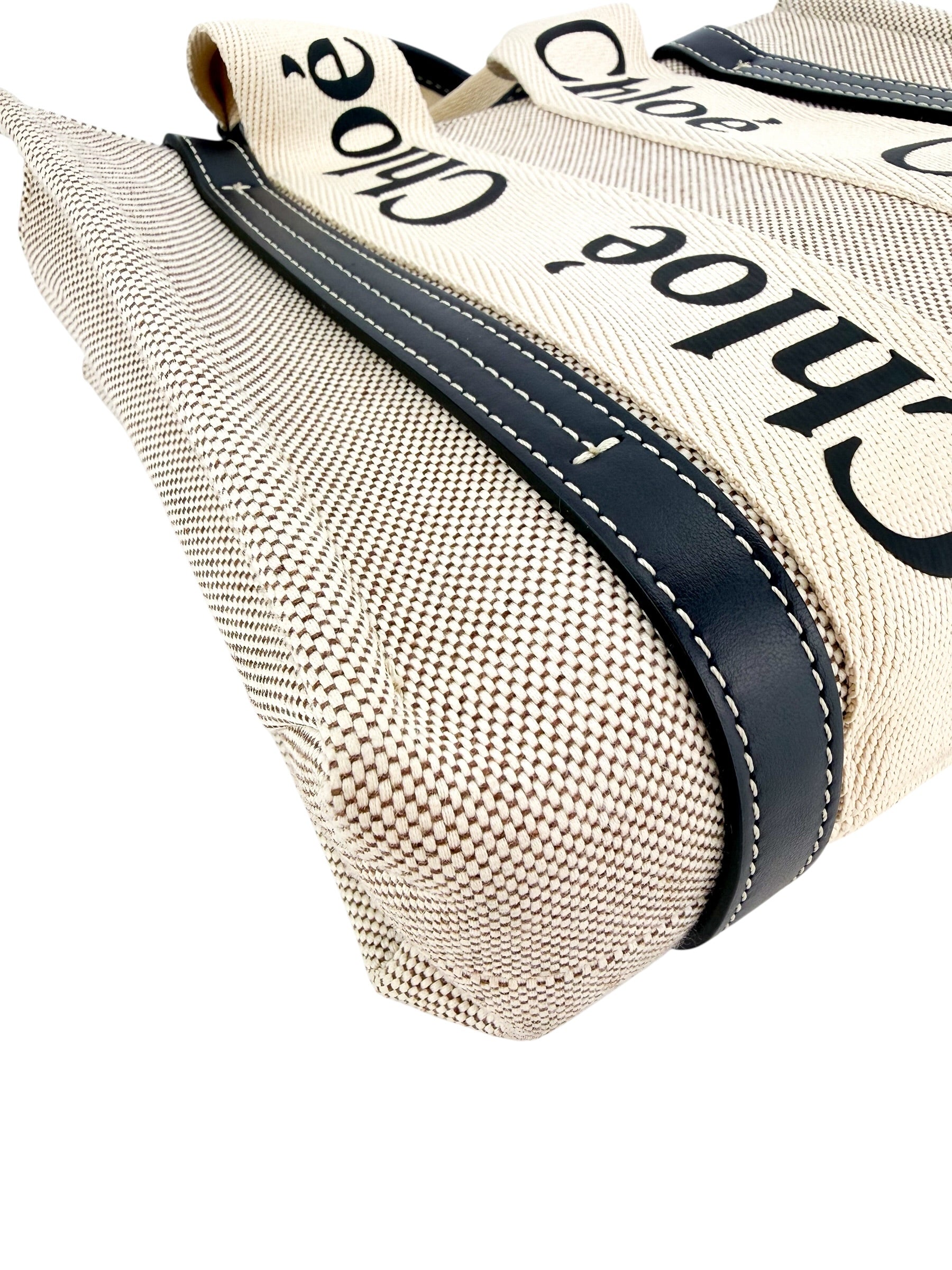 Chloe Linen Calfskin Small Woody Ribbon Tote