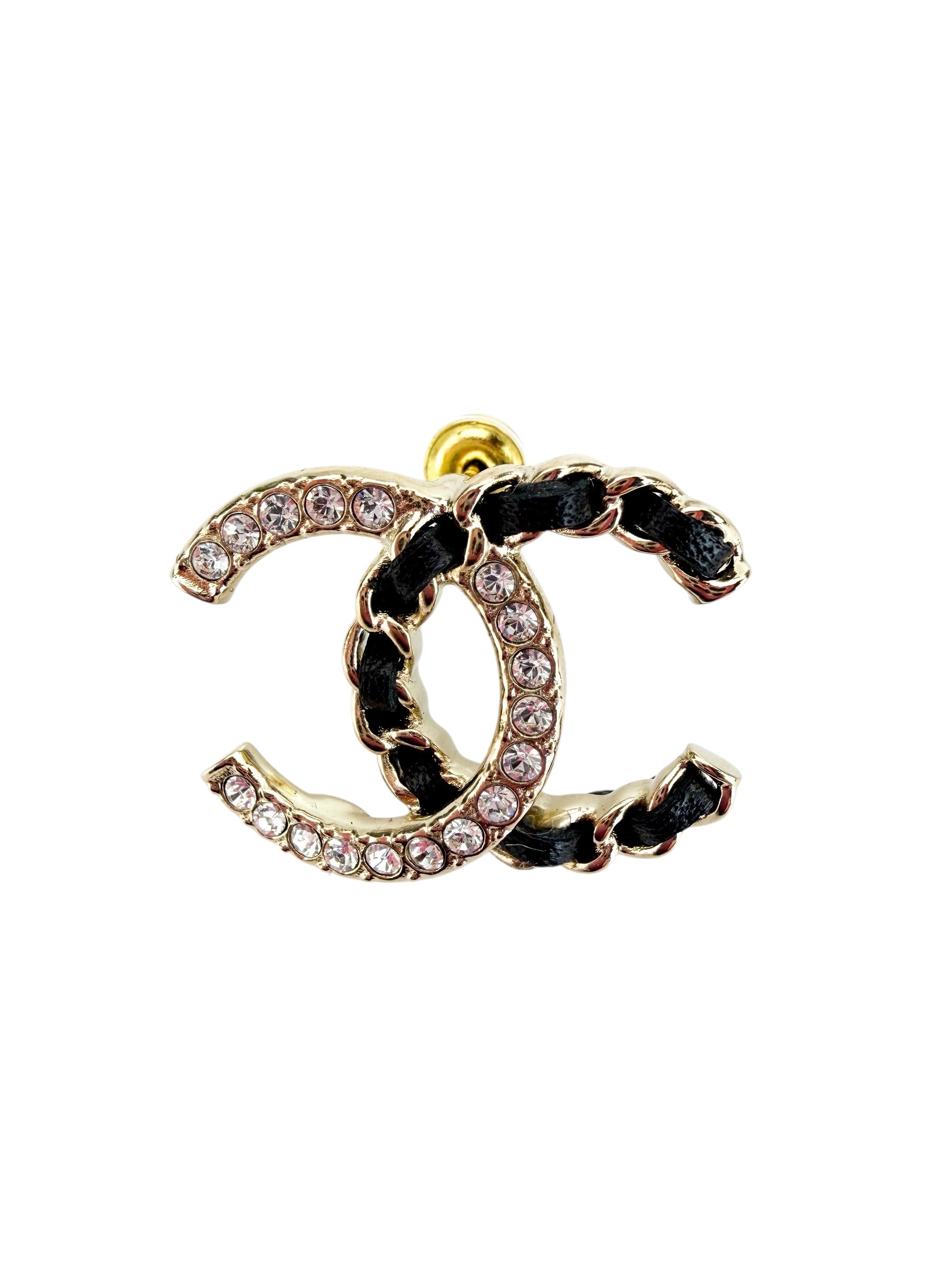 Chanel Crystal and Leather CC Earrings (Full Set)