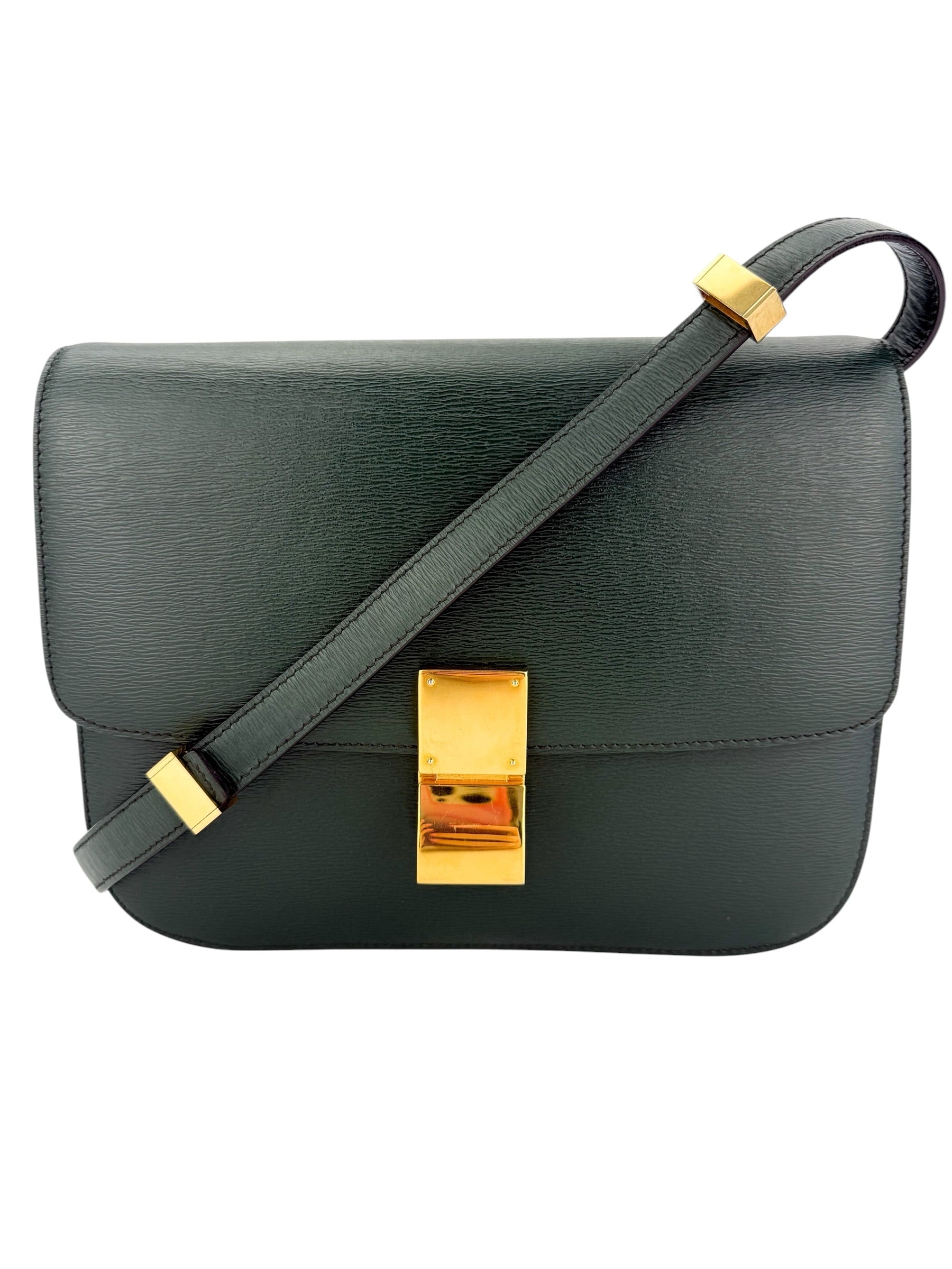 Celine Box Grained Calfskin Medium Classic Flap Amazone