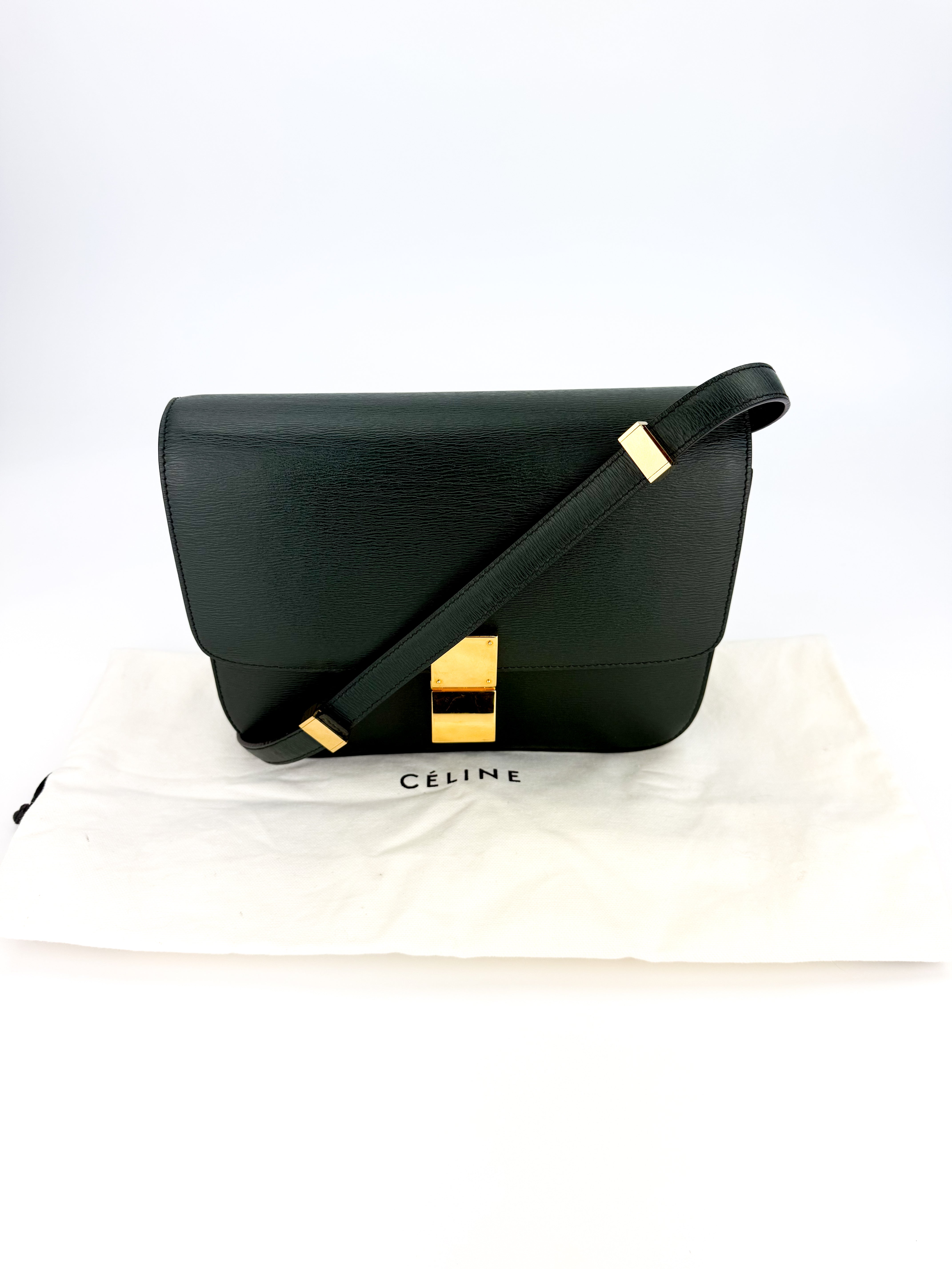 Celine Box Grained Calfskin Medium Classic Flap Amazone