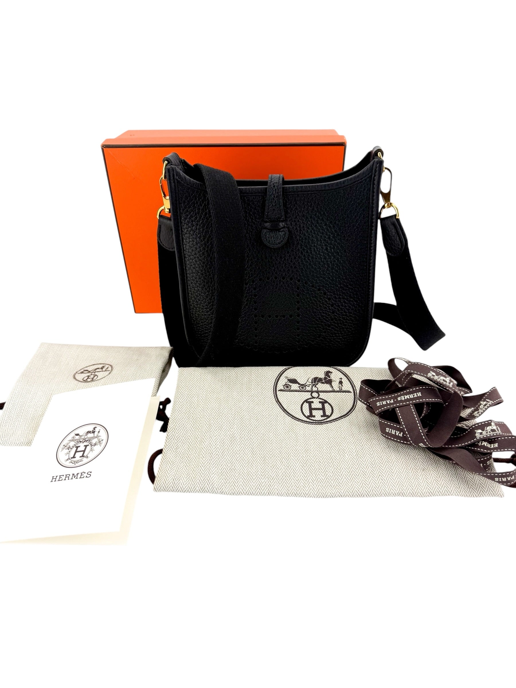 Hermes Taurillon Clemence Evelyne TPM Black Stamp B 2023 (Full Set)
