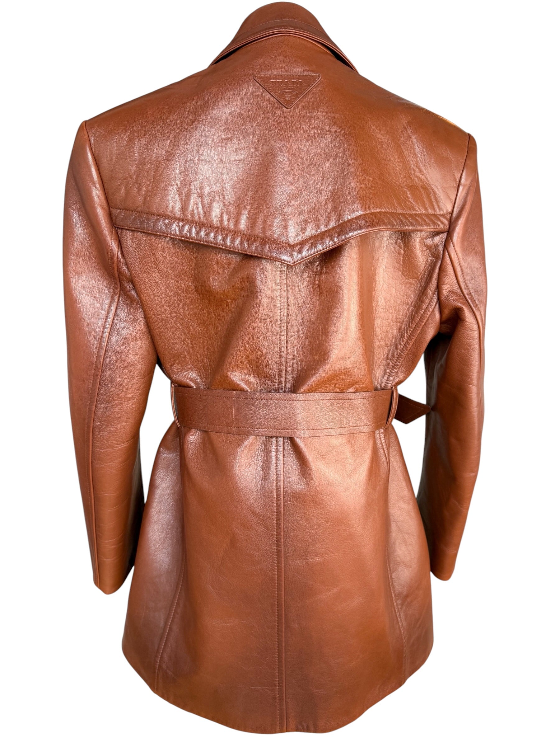 Prada Leather Trench Coat Brown 2022 Runway Look #21 Size IT 36 | S/M