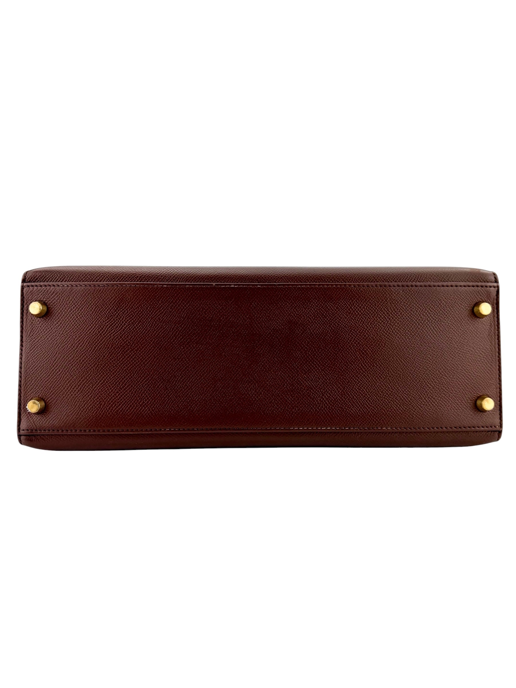 Hermes Courchevel Kelly Sellier 32 Havana Stamp Square C (1999)