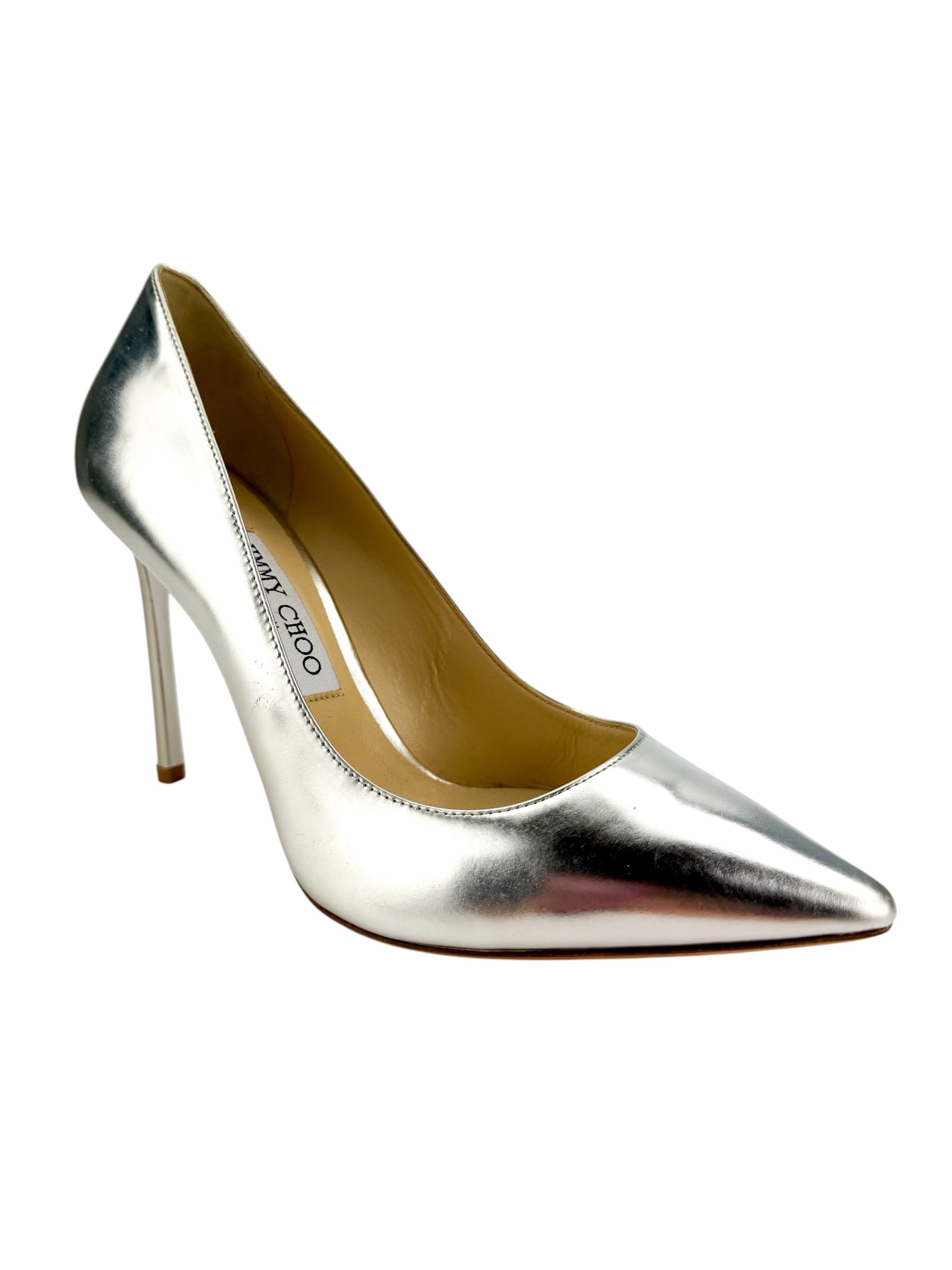 Jimmy Choo Silver Metallic Love Pumps Size 38