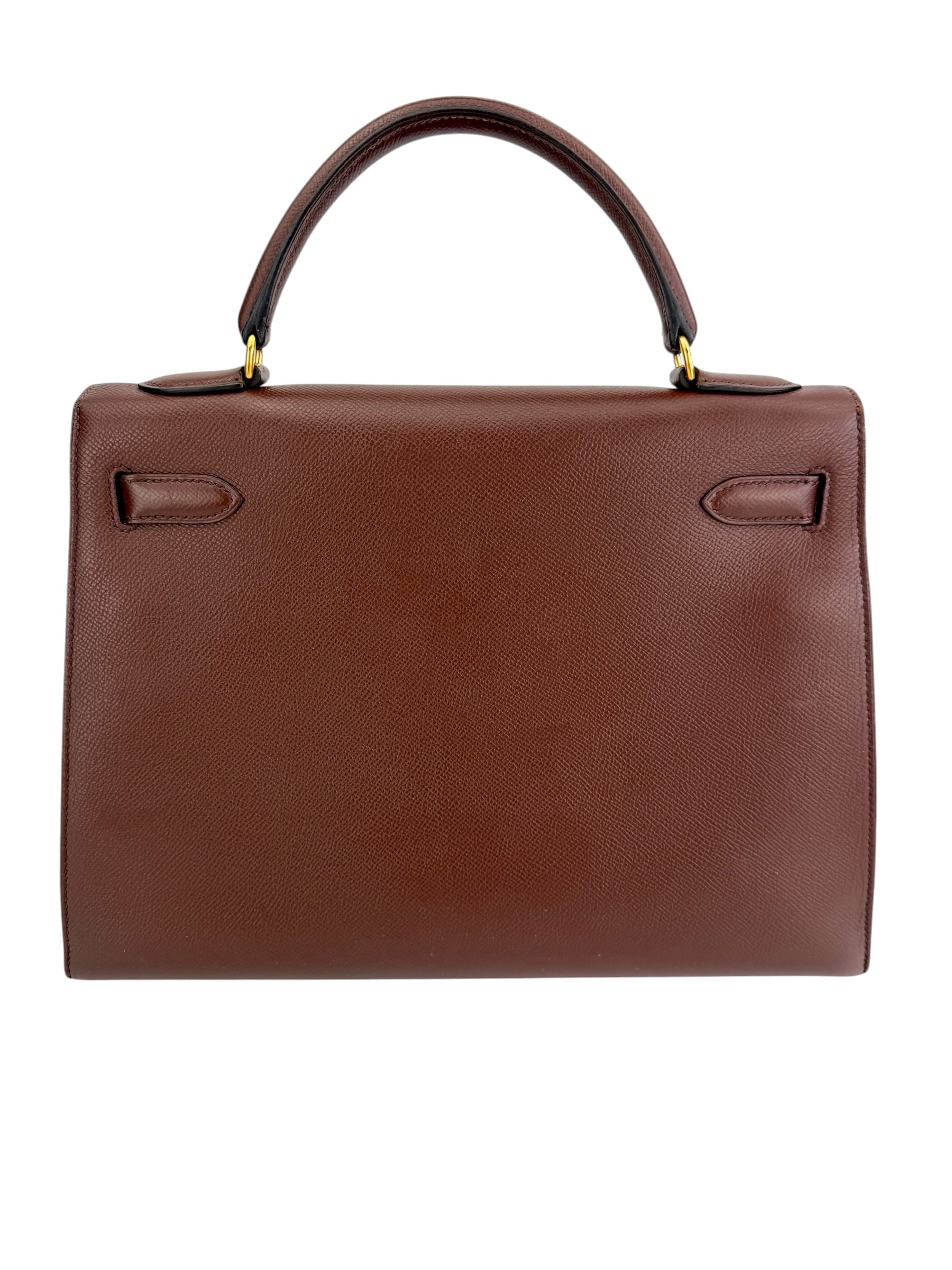 Hermes Courchevel Kelly Sellier 32 Havana Stamp Square C (1999)