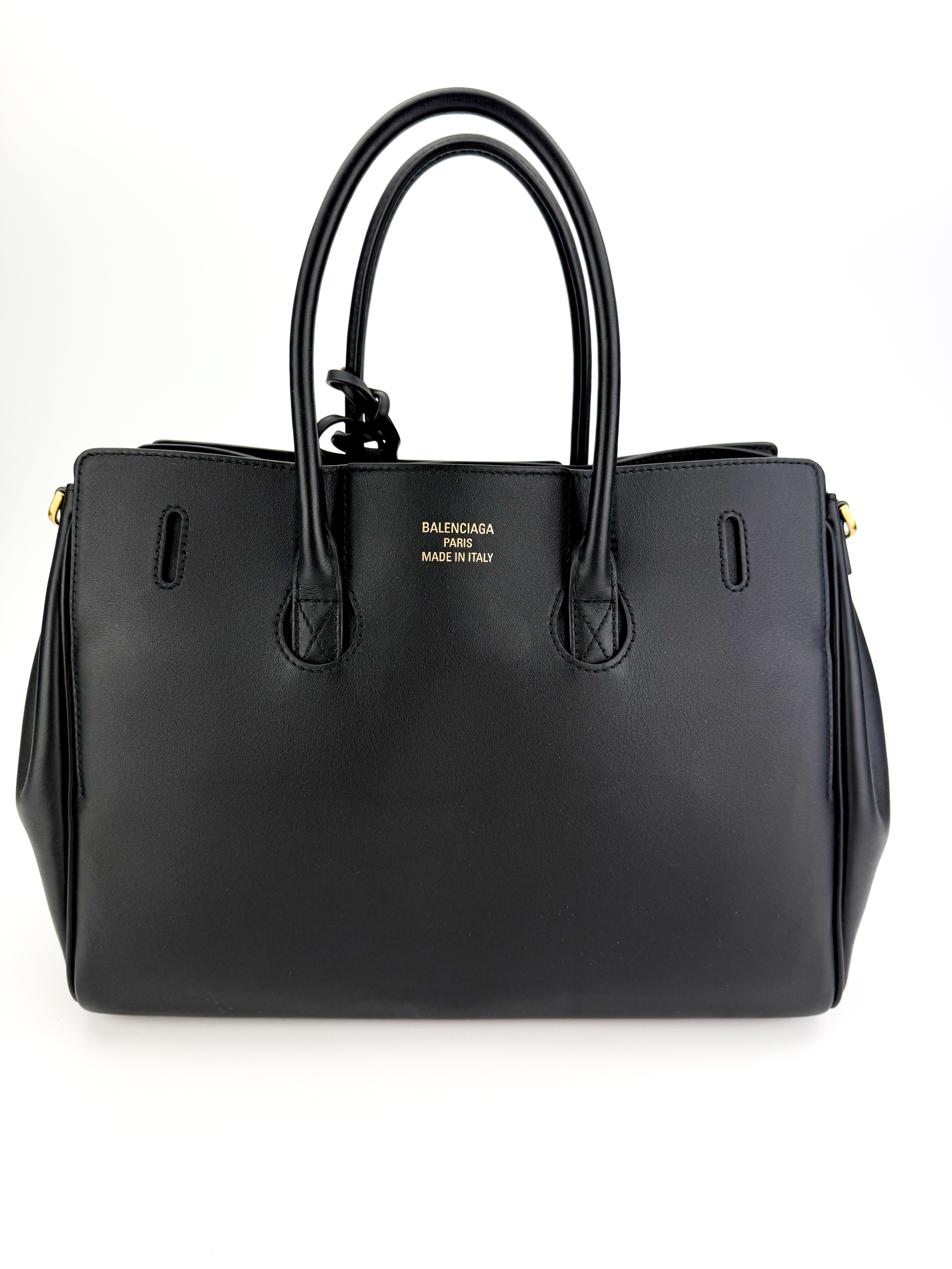 Balenciaga Smooth Calfskin Small Bel Air Carry All Bag Black