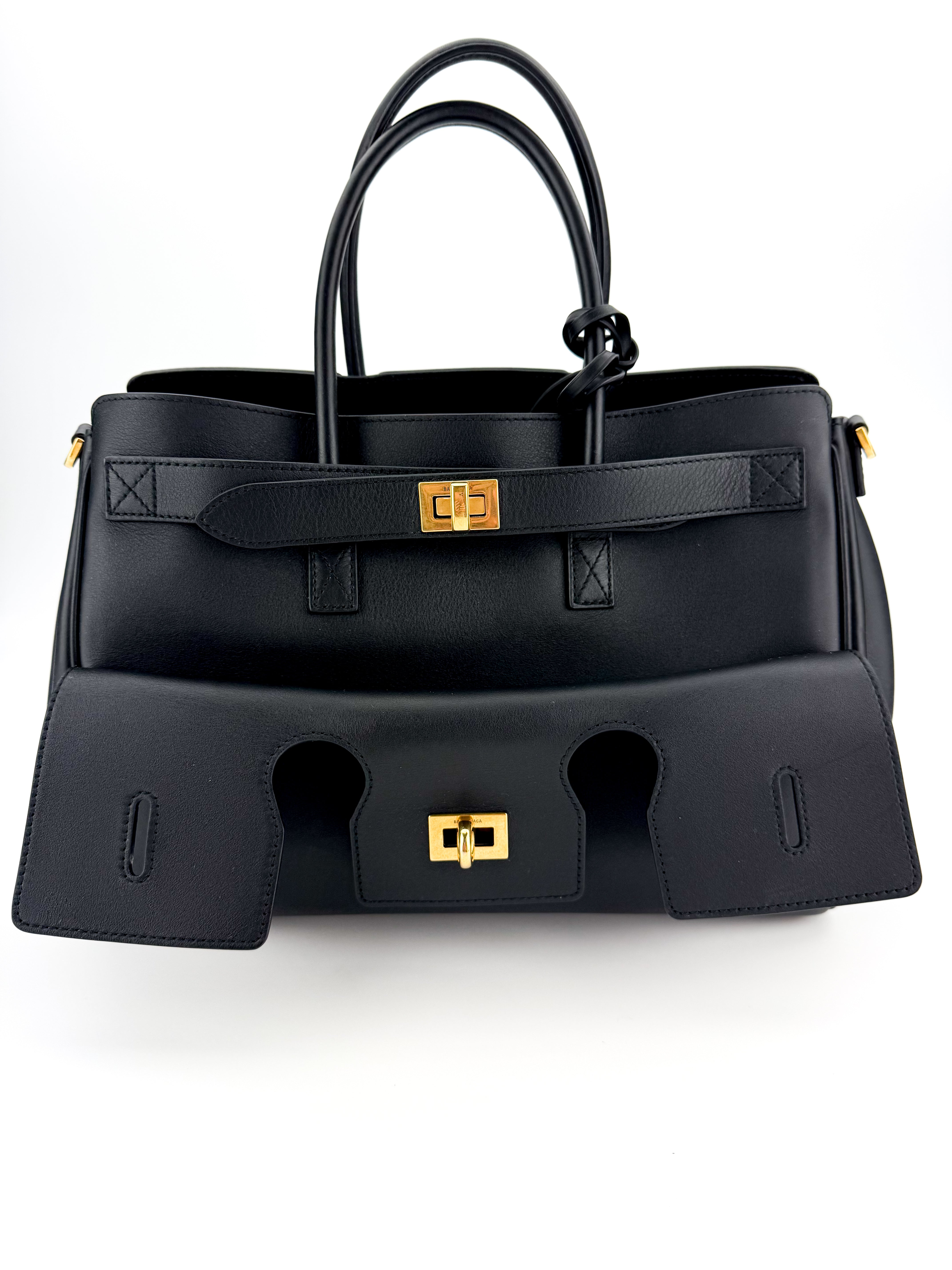 Balenciaga Smooth Calfskin Small Bel Air Carry All Bag Black
