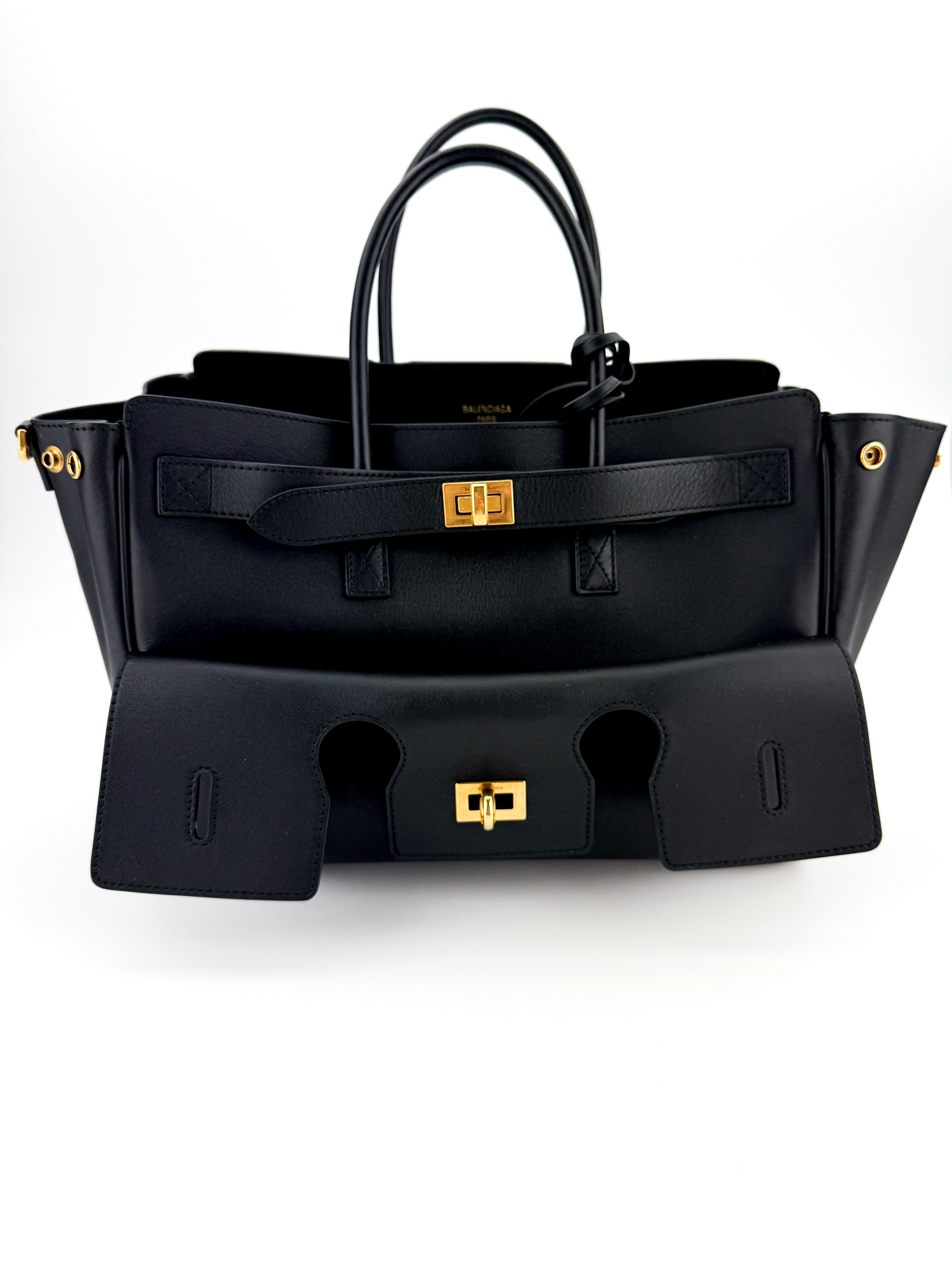 Balenciaga Smooth Calfskin Small Bel Air Carry All Bag Black