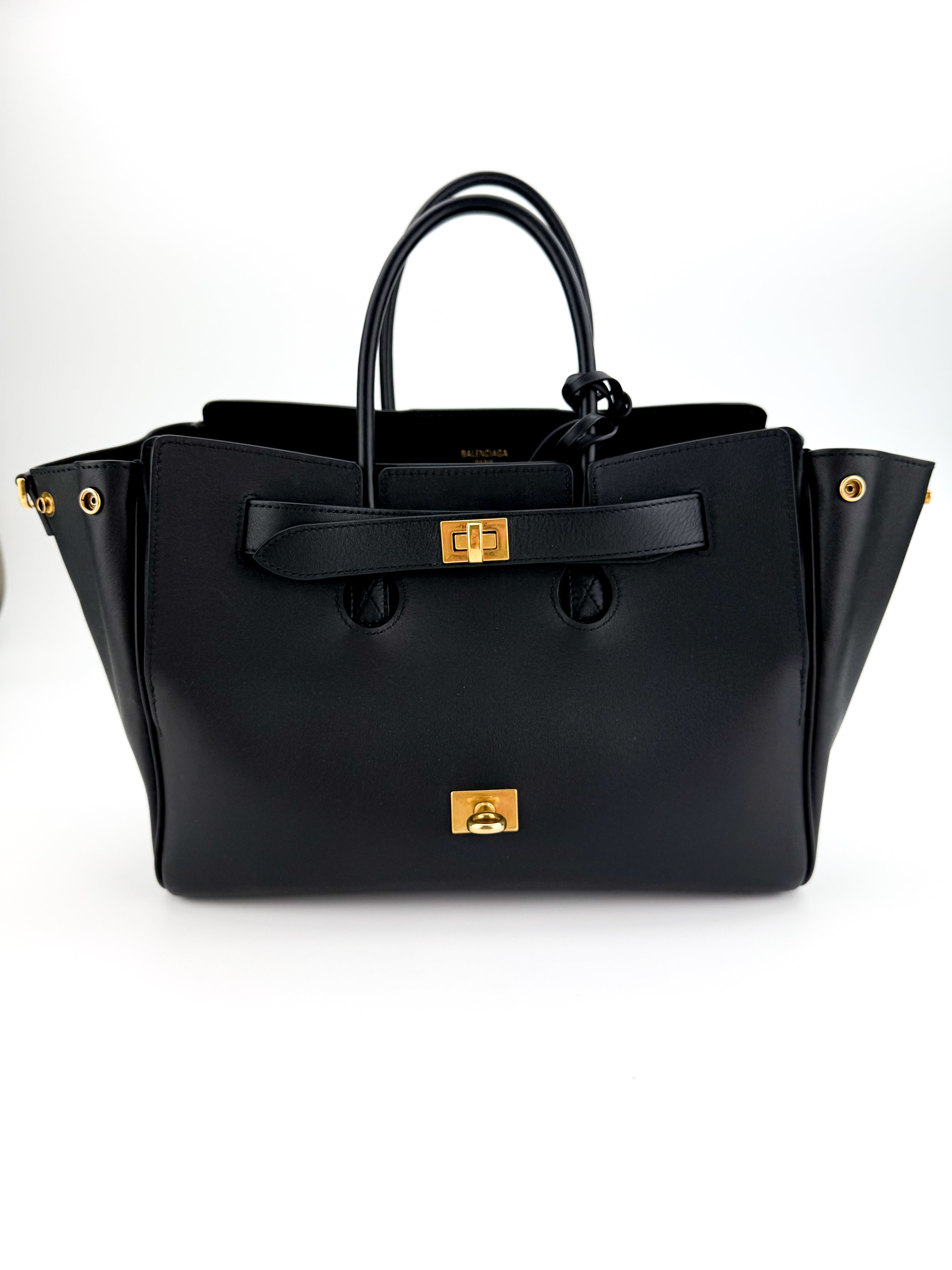 Balenciaga Smooth Calfskin Small Bel Air Carry All Bag Black