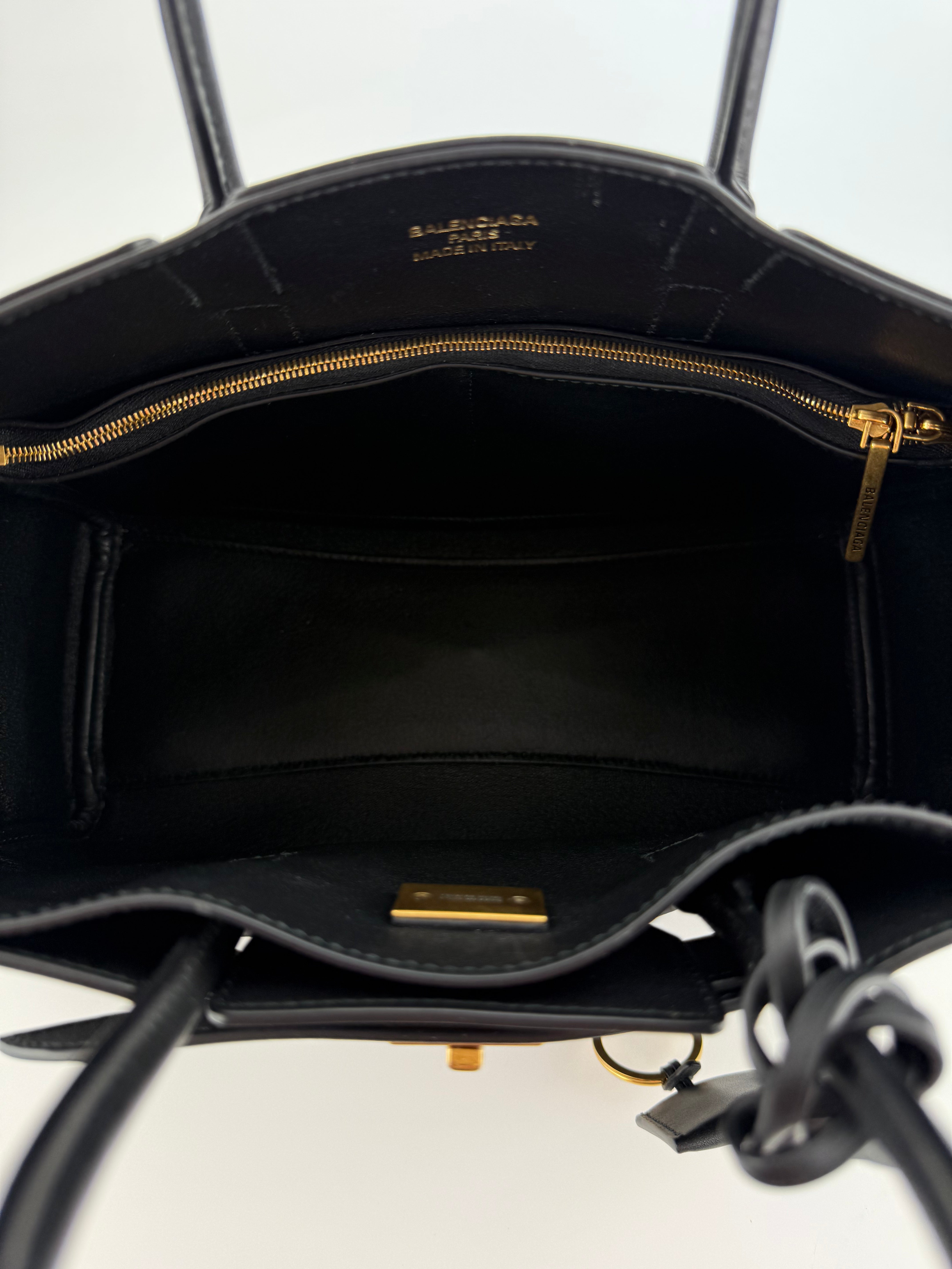 Balenciaga Smooth Calfskin Small Bel Air Carry All Bag Black