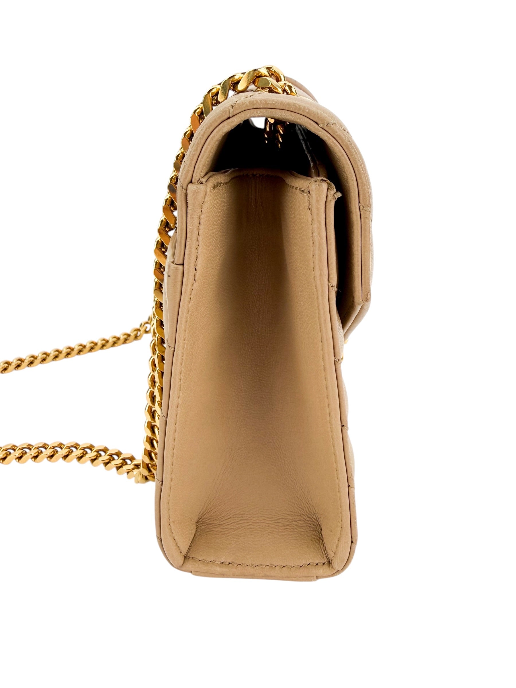 Saint Laurent Chevron Matelasse Small Monogram Envelope Beige