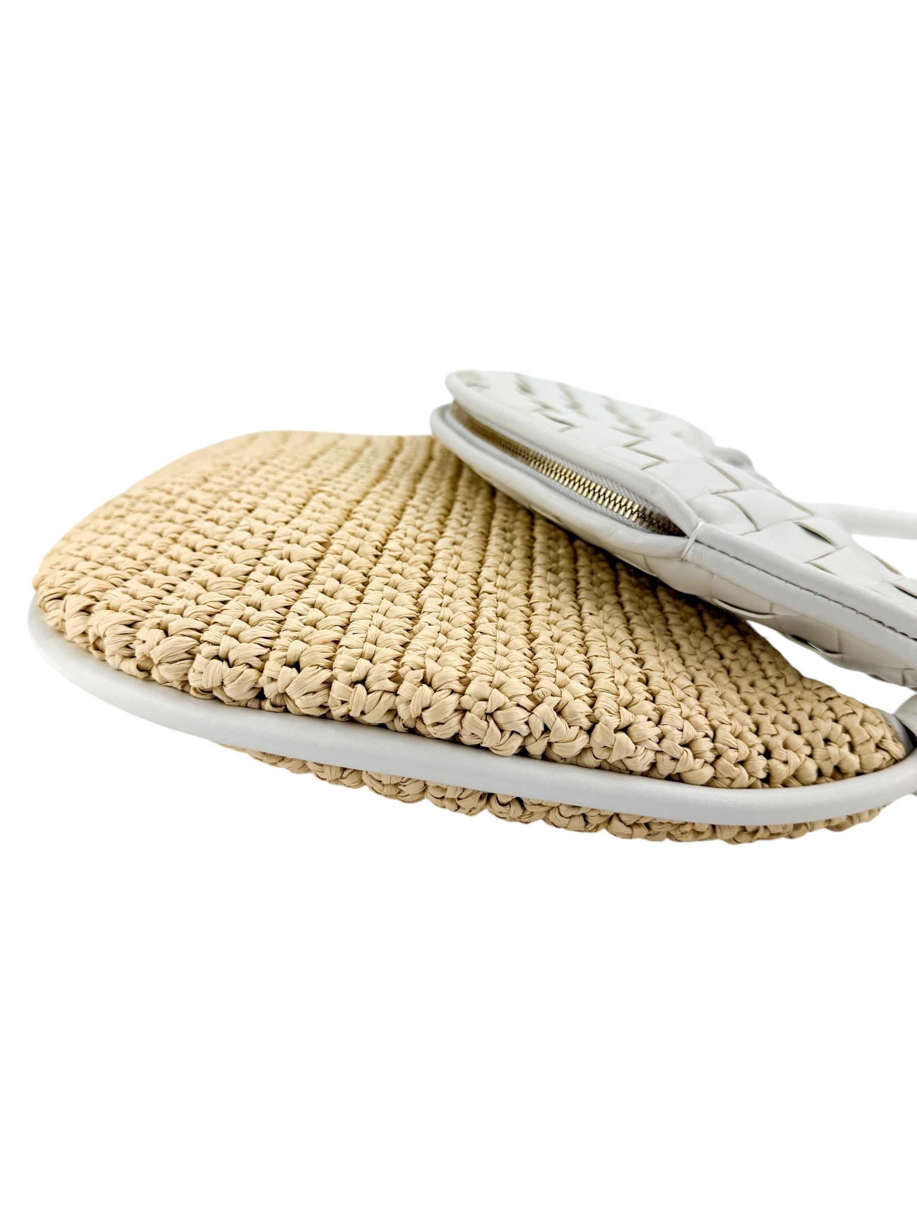 Bottega Veneta Gemelli Raffia Bag Natural White
