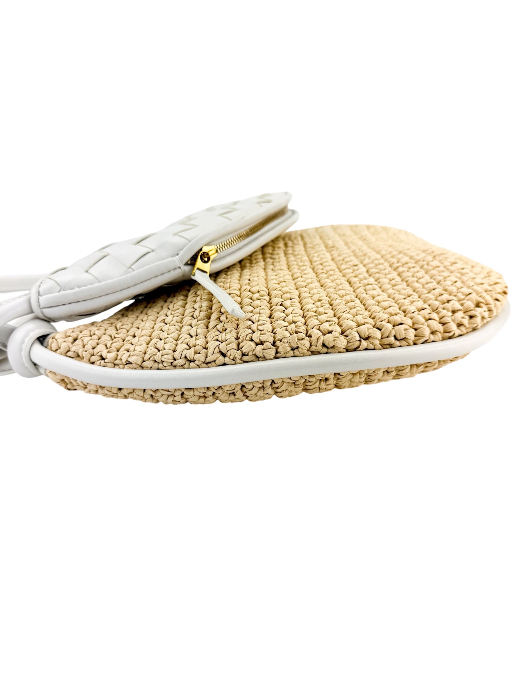 Bottega Veneta Gemelli Raffia Bag Natural White