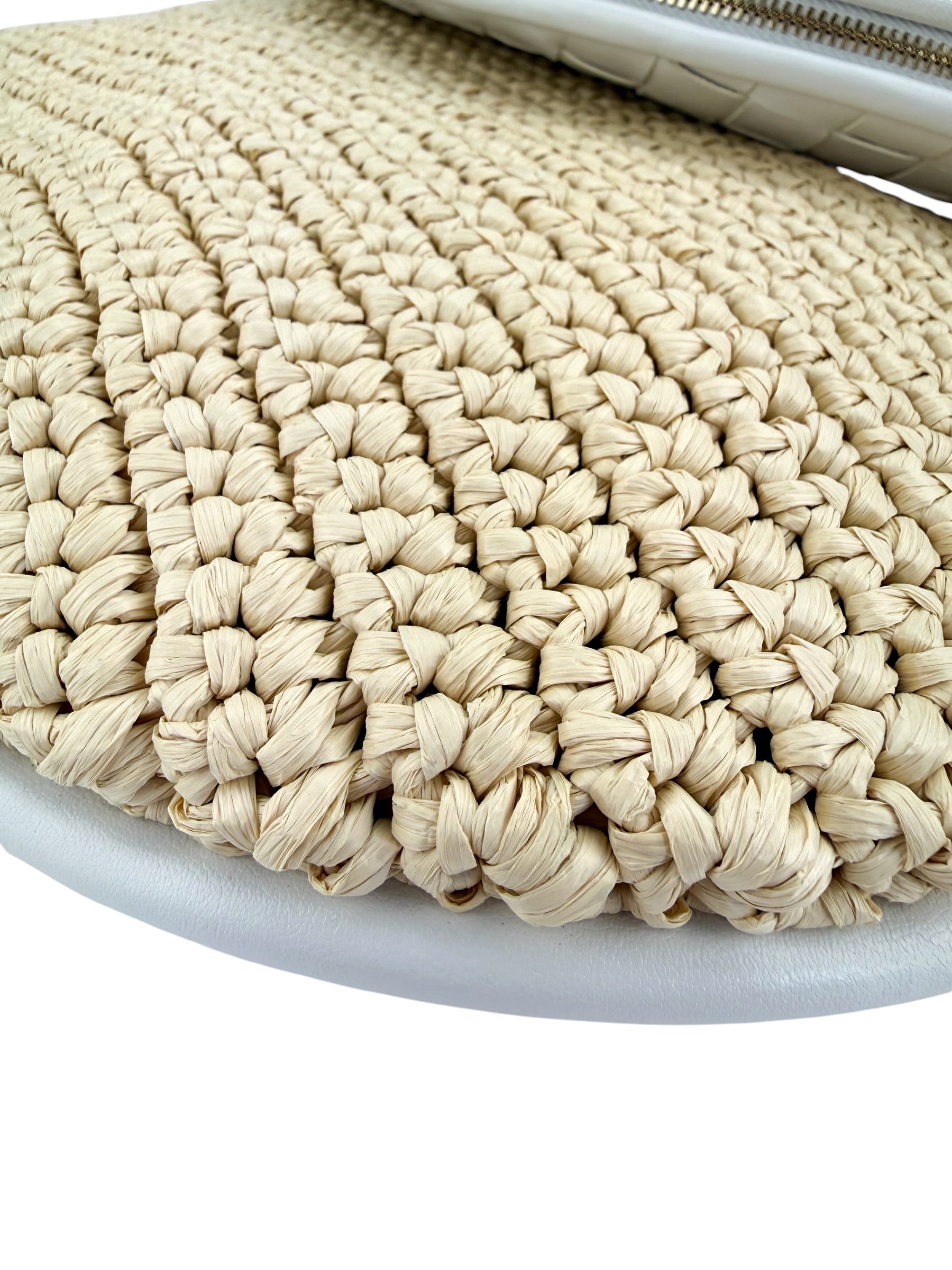Bottega Veneta Gemelli Raffia Bag Natural White