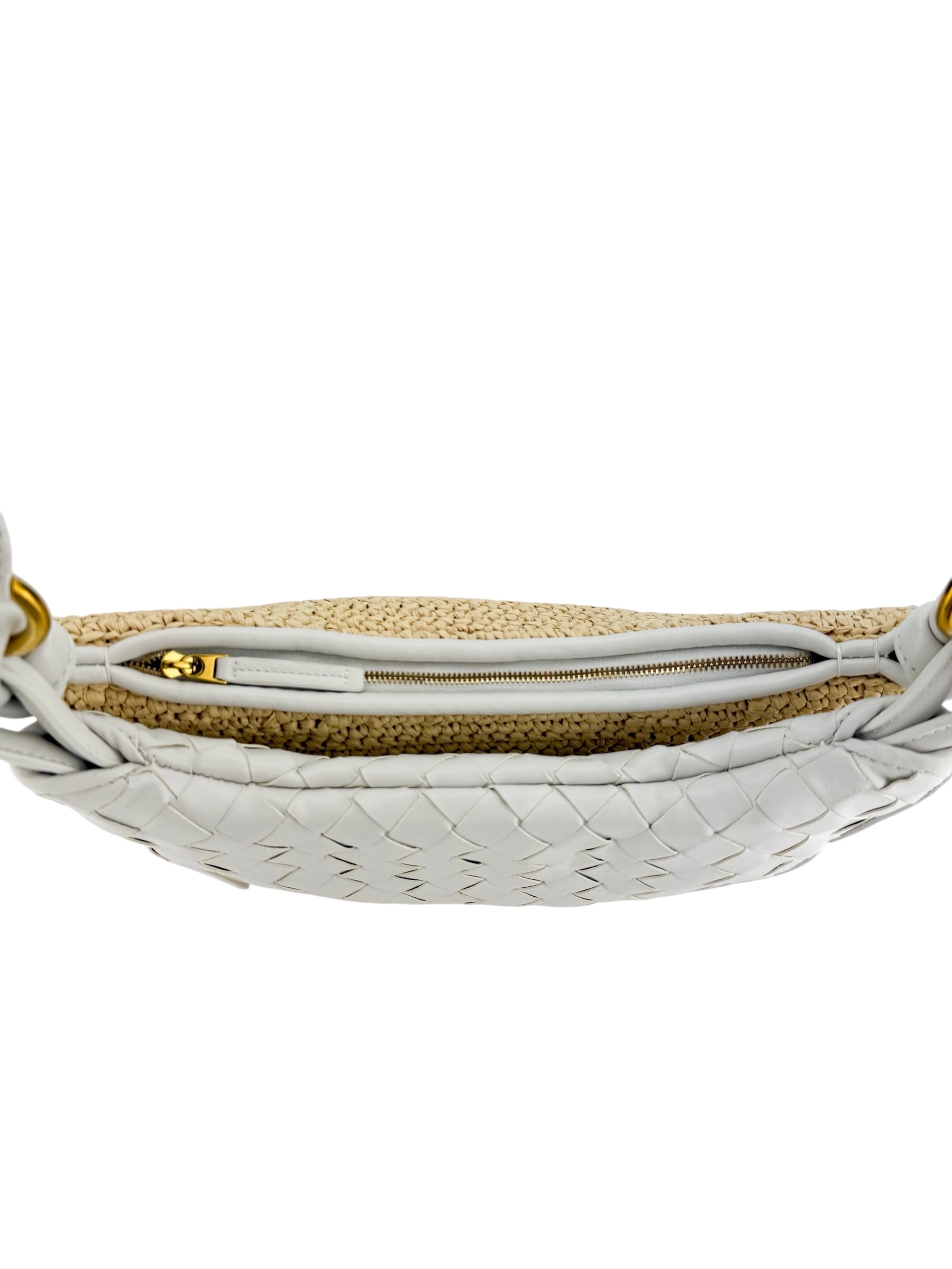 Bottega Veneta Gemelli Raffia Bag Natural White