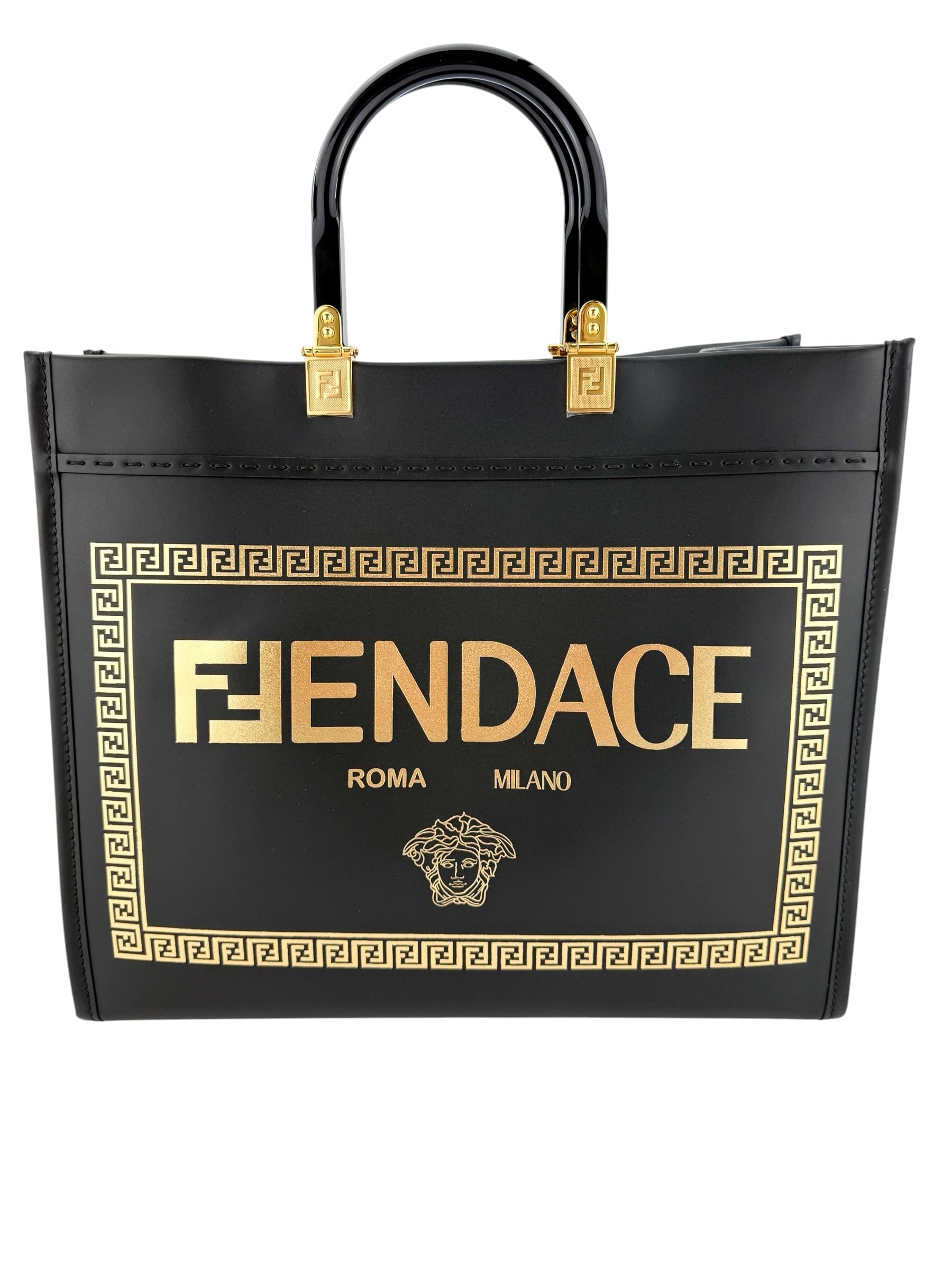 Fendi x Versace Vitello Grace Fendace FF Baroque Sunshine Shopper Tote