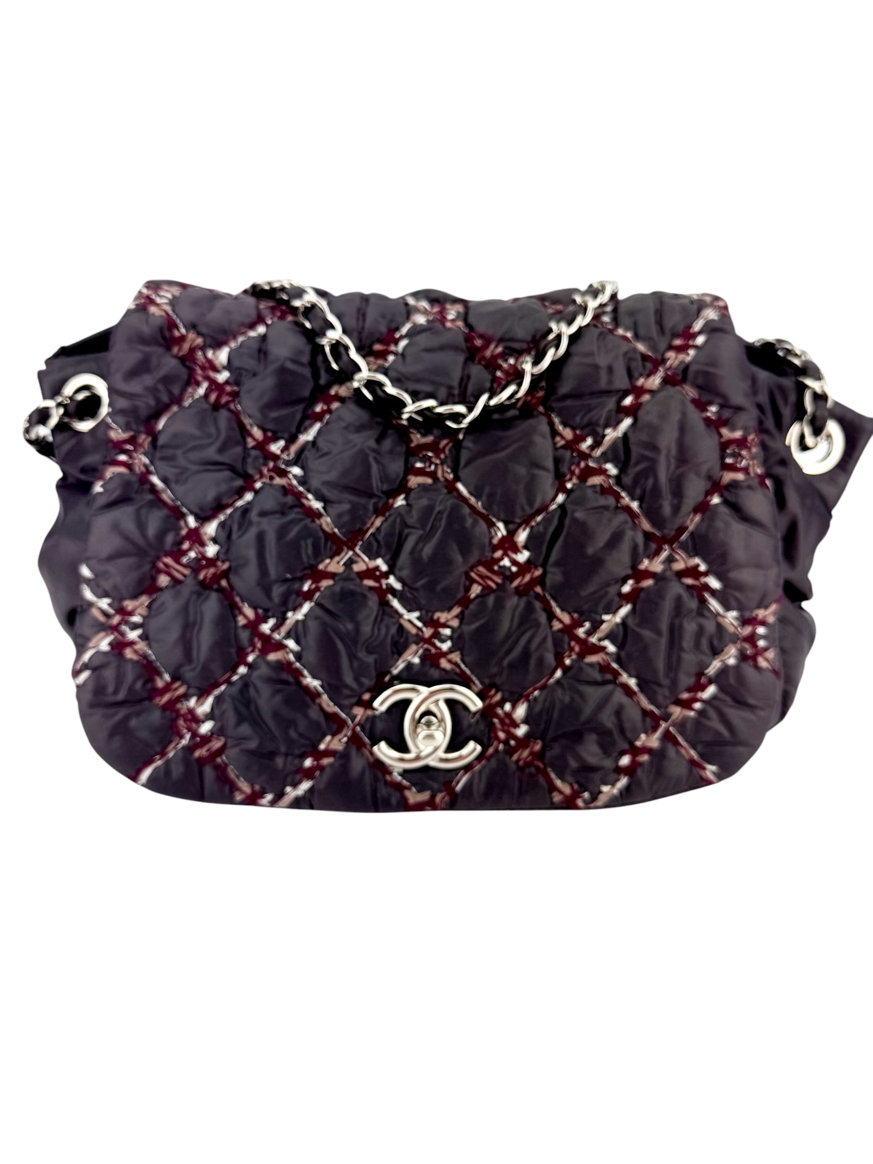 Chanel Accordian Nylon Bubble Flap Deep Purple