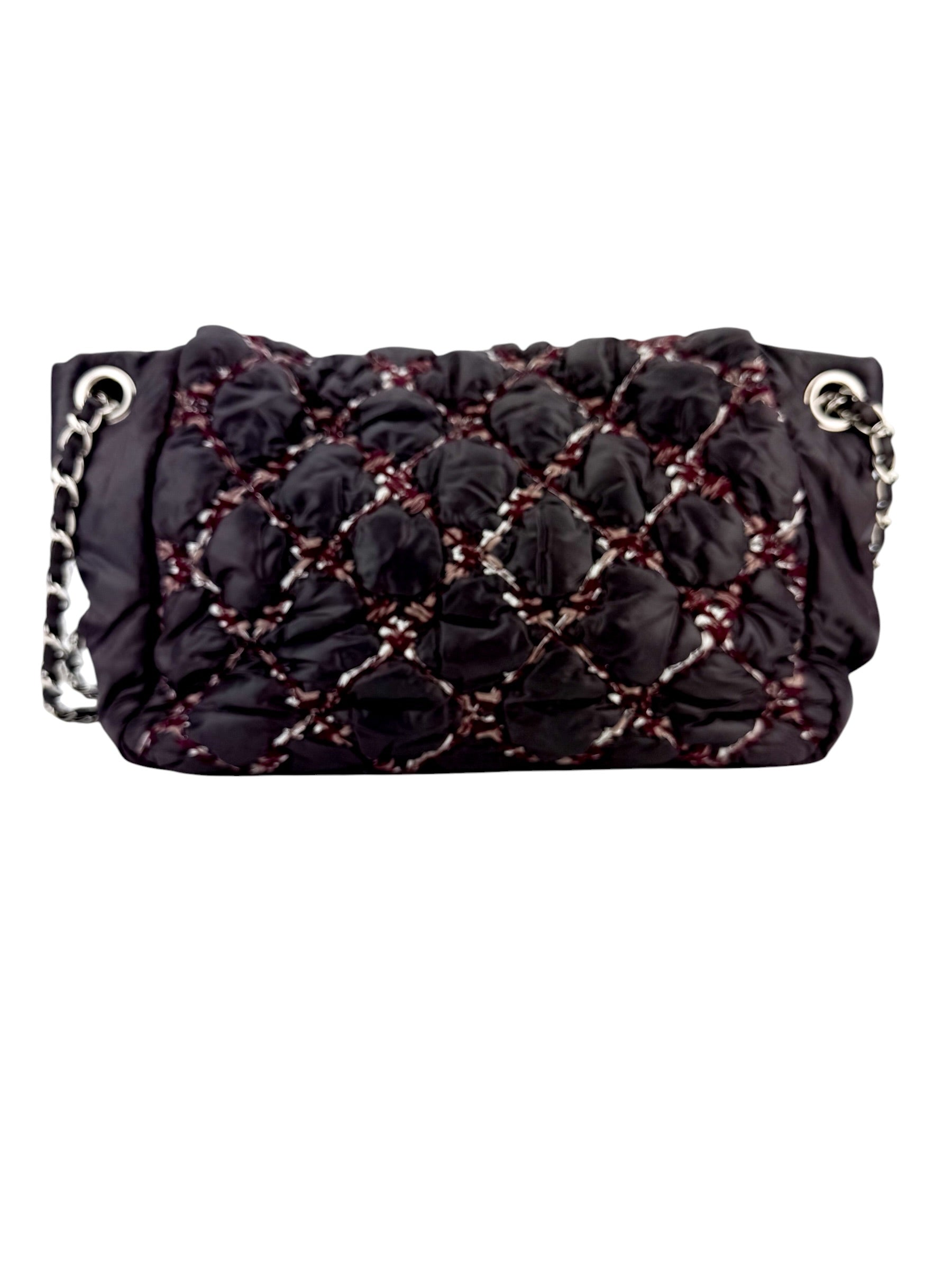 Chanel Accordian Nylon Bubble Flap Deep Purple