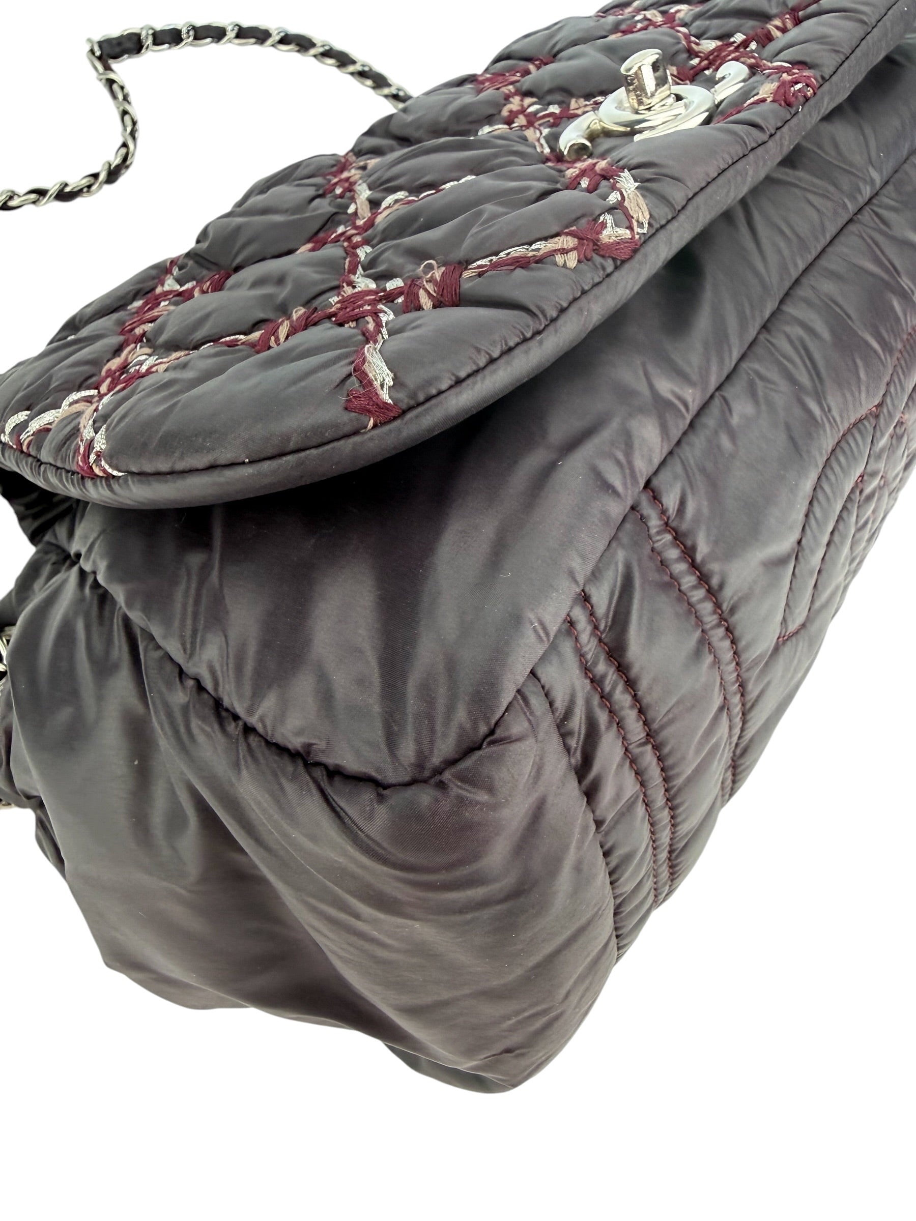 Chanel Accordian Nylon Bubble Flap Deep Purple