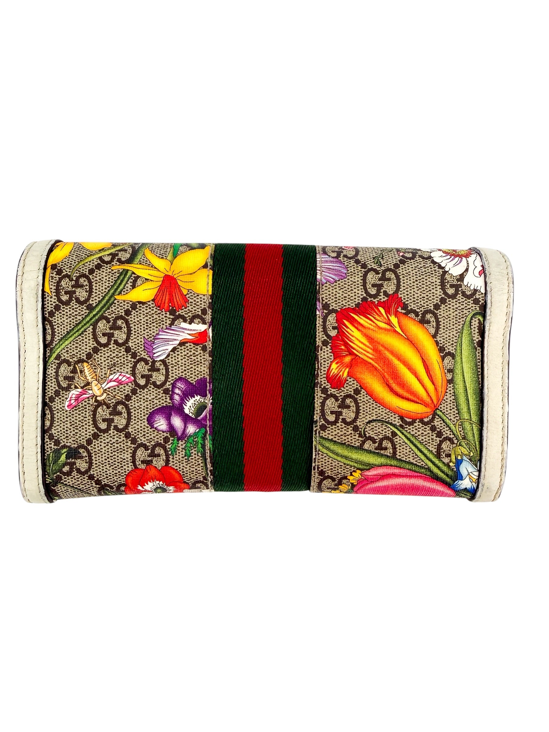 Gucci GG Supreme Monogram Flora Web Ophidia Continental Wallet