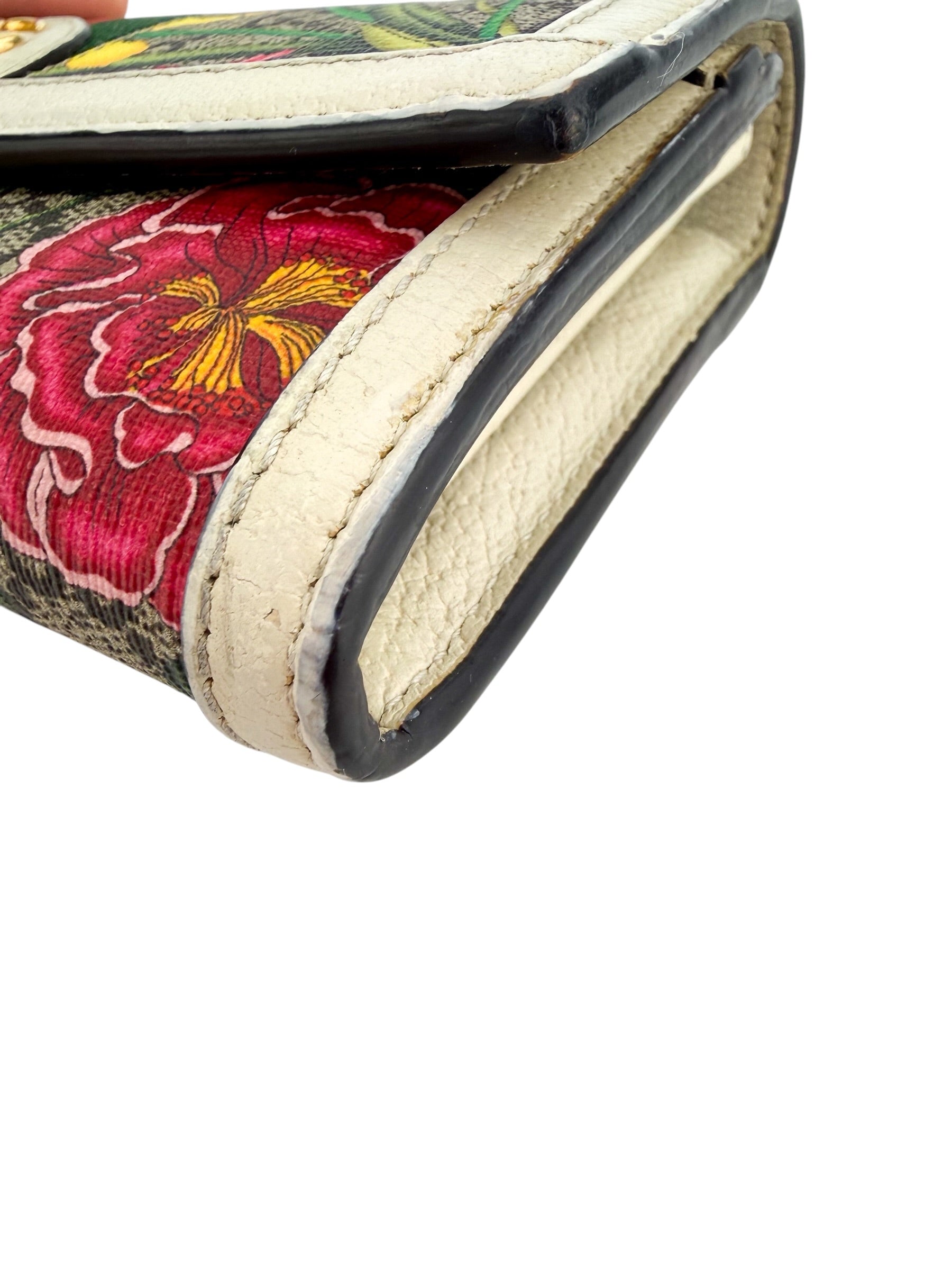 Gucci GG Supreme Monogram Flora Web Ophidia Continental Wallet