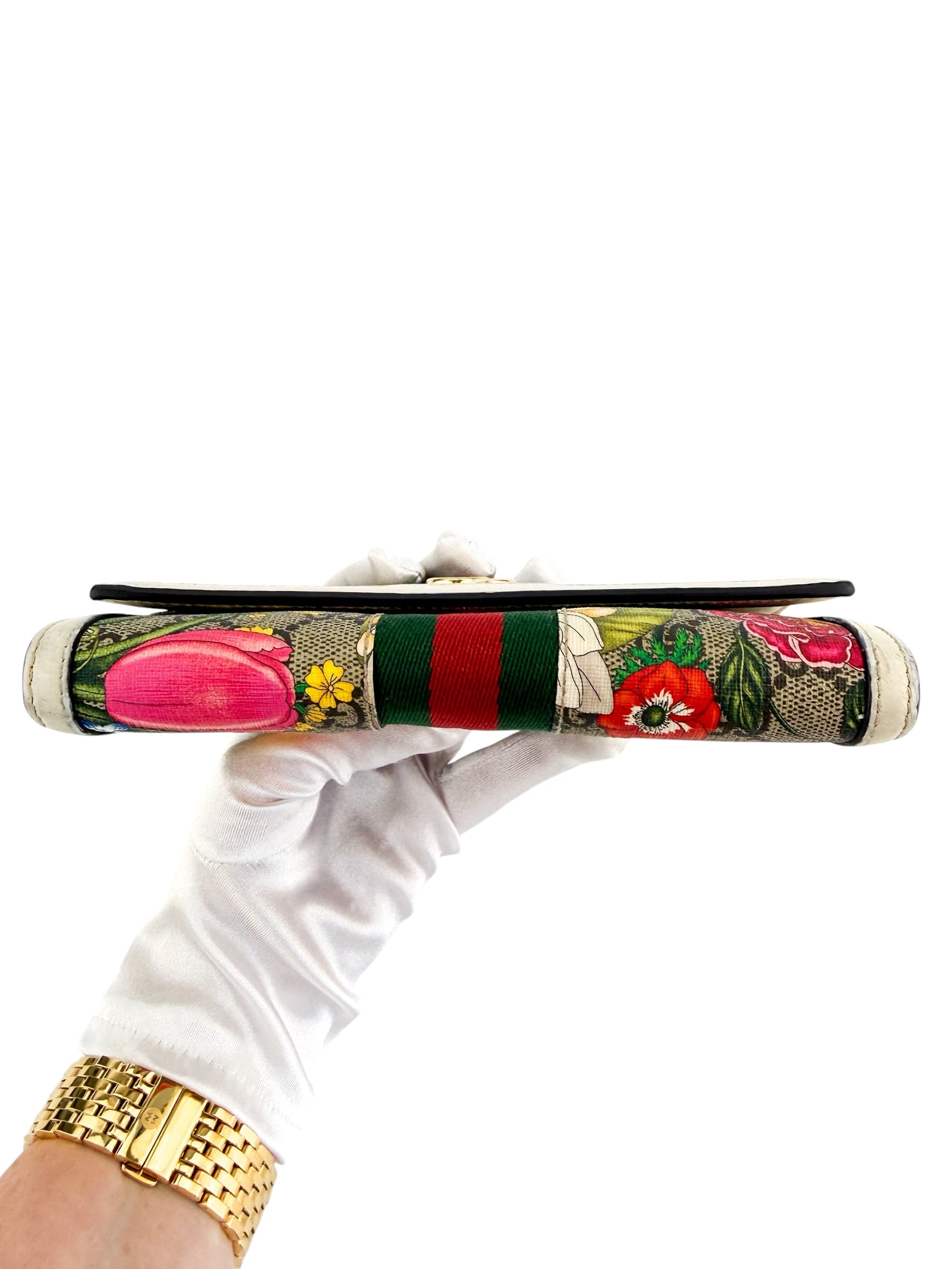 Gucci GG Supreme Monogram Flora Web Ophidia Continental Wallet