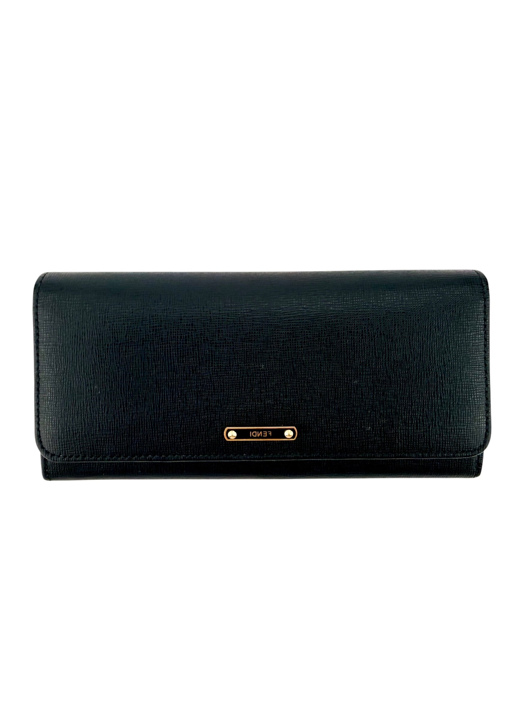 Fendi Leather Continental Wallet Black