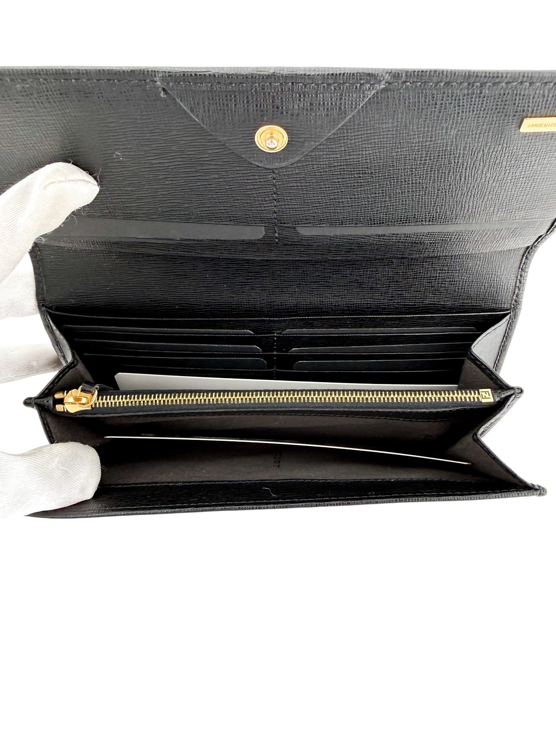 Fendi Leather Continental Wallet Black