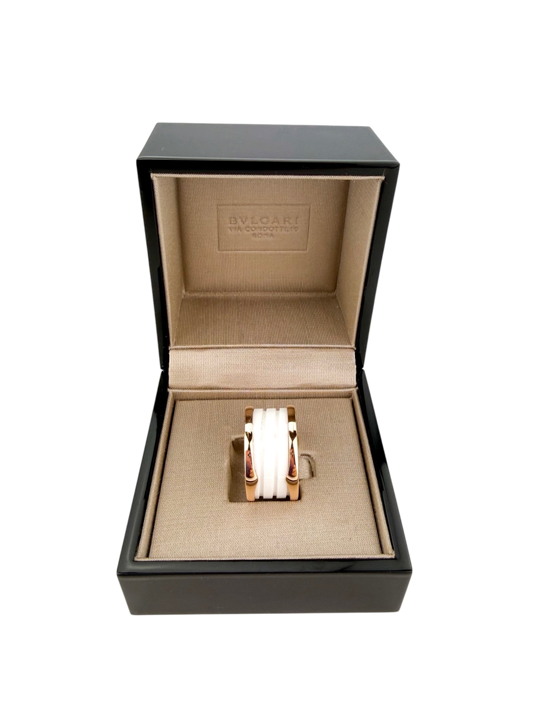 Bvlgari 18K Rose Gold Whit Ceramic B.Zero1 Four-Band Ring Size 53 (US 6)