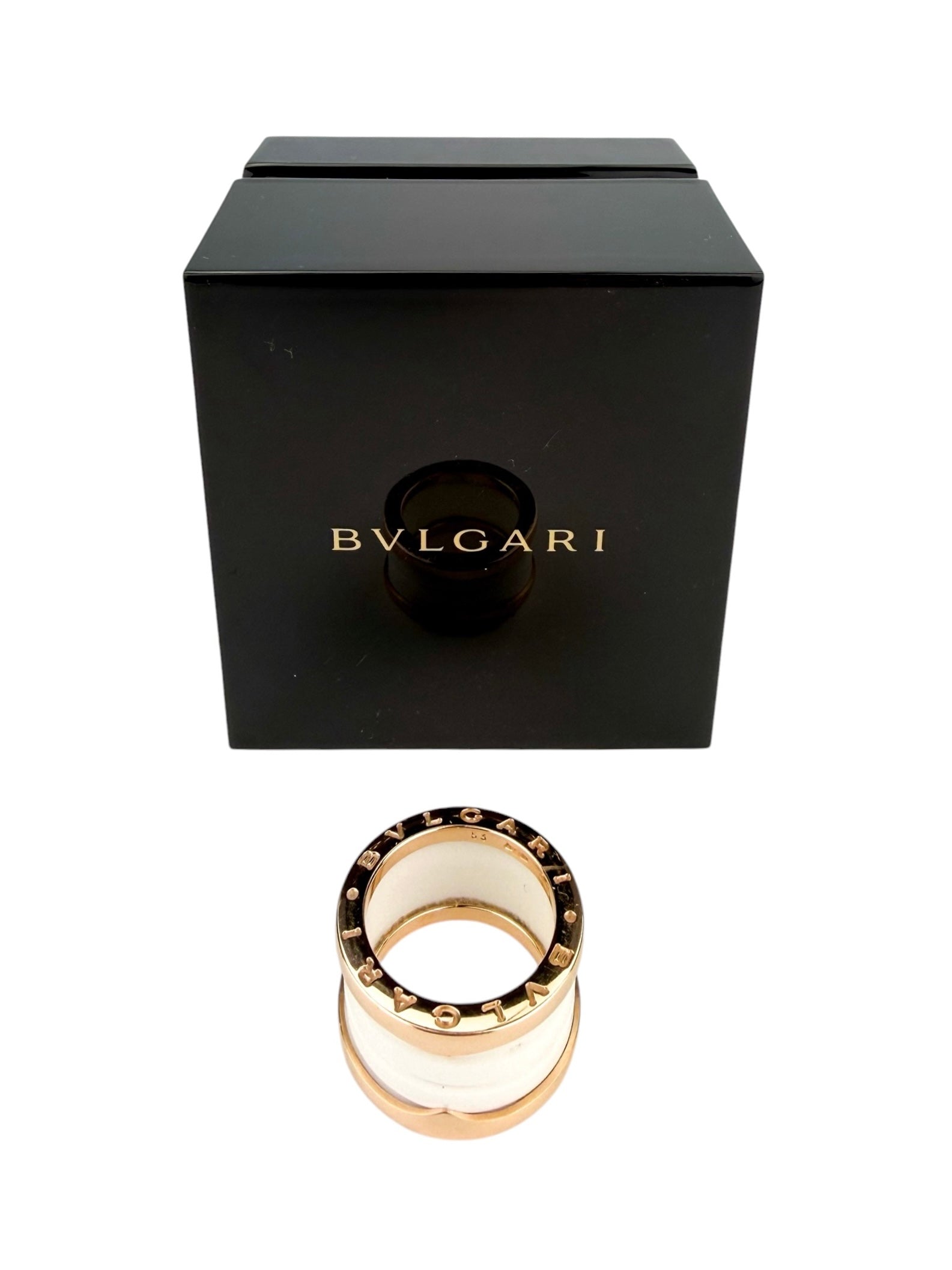 Bvlgari 18K Rose Gold Whit Ceramic B.Zero1 Four-Band Ring Size 53 (US 6)