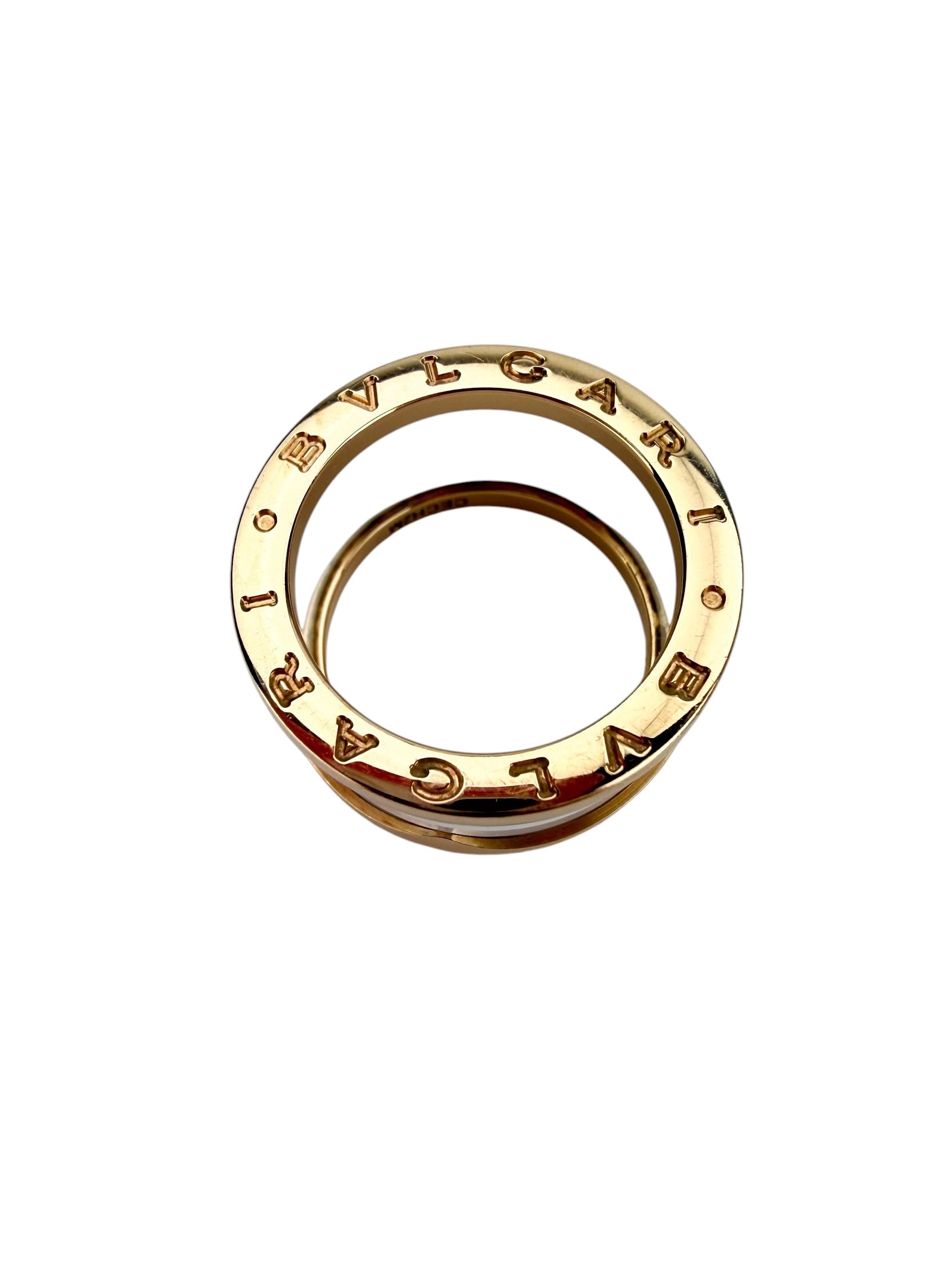 Bvlgari 18K Rose Gold Whit Ceramic B.Zero1 Four-Band Ring Size 53 (US 6)