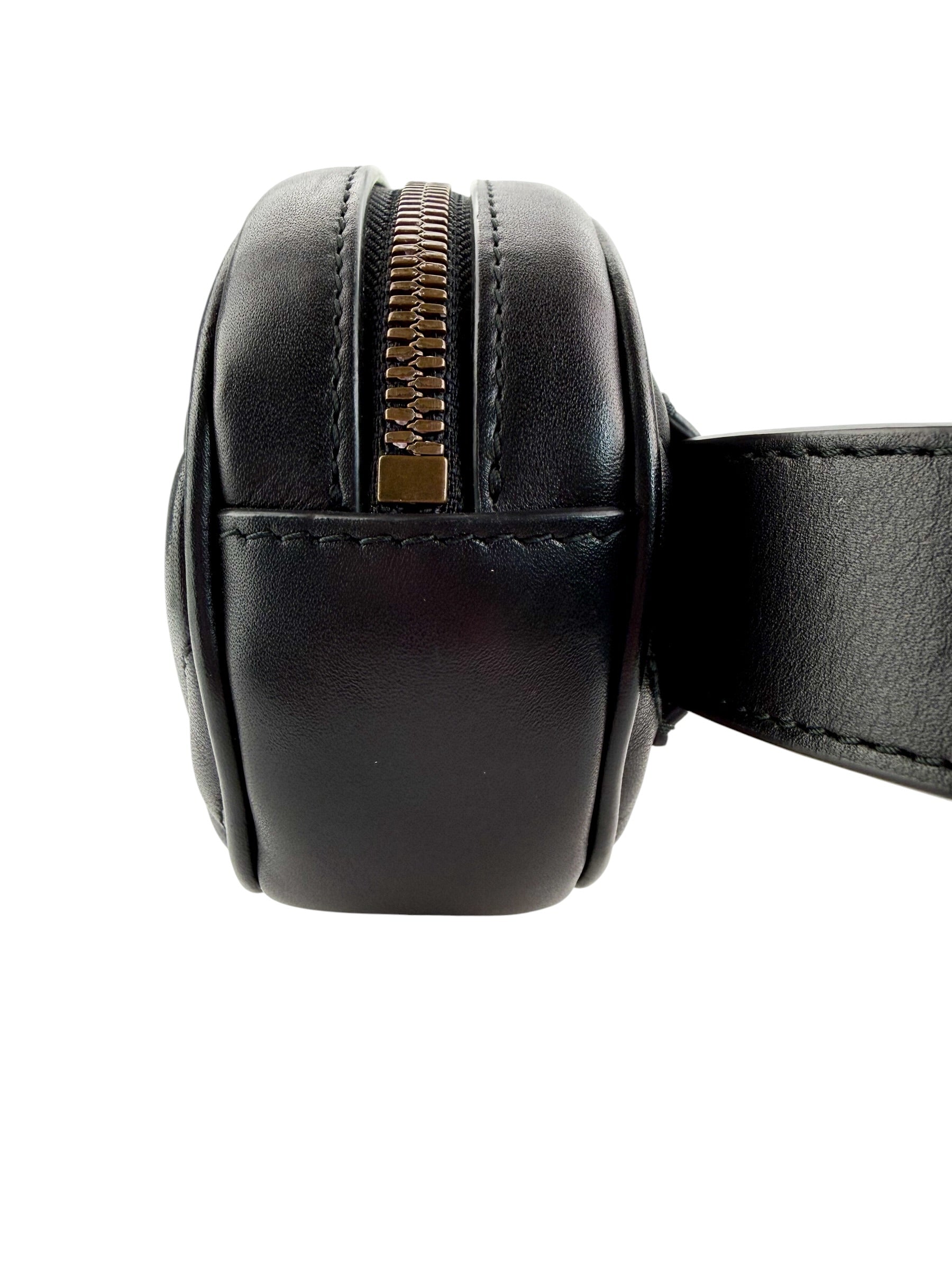 Gucci Calfskin Matelasse GG Marmont Belt Bag Black Size 75cm 30 (S)