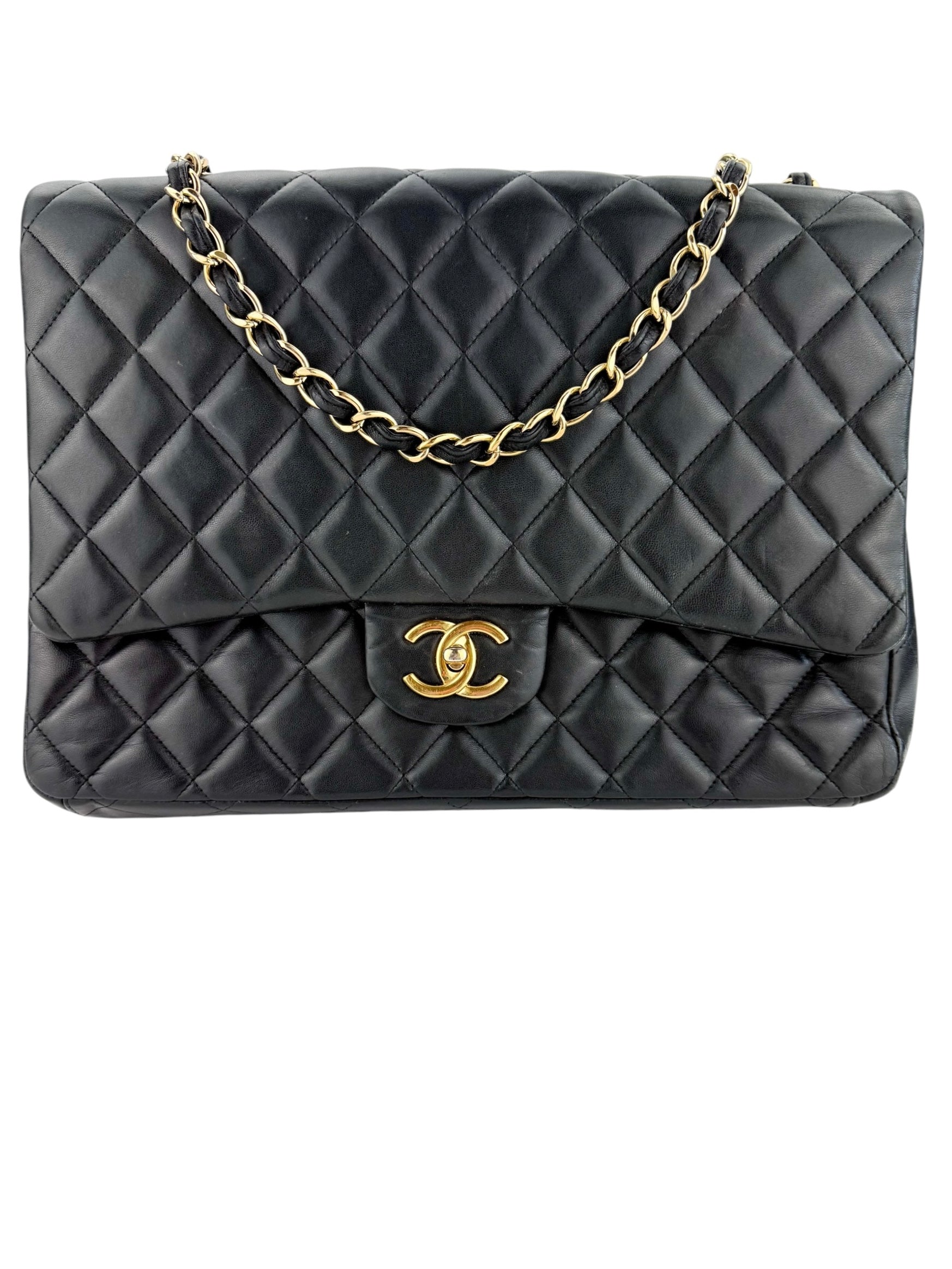 Chanel Lambskin Quilted Maxi Double Flap Black