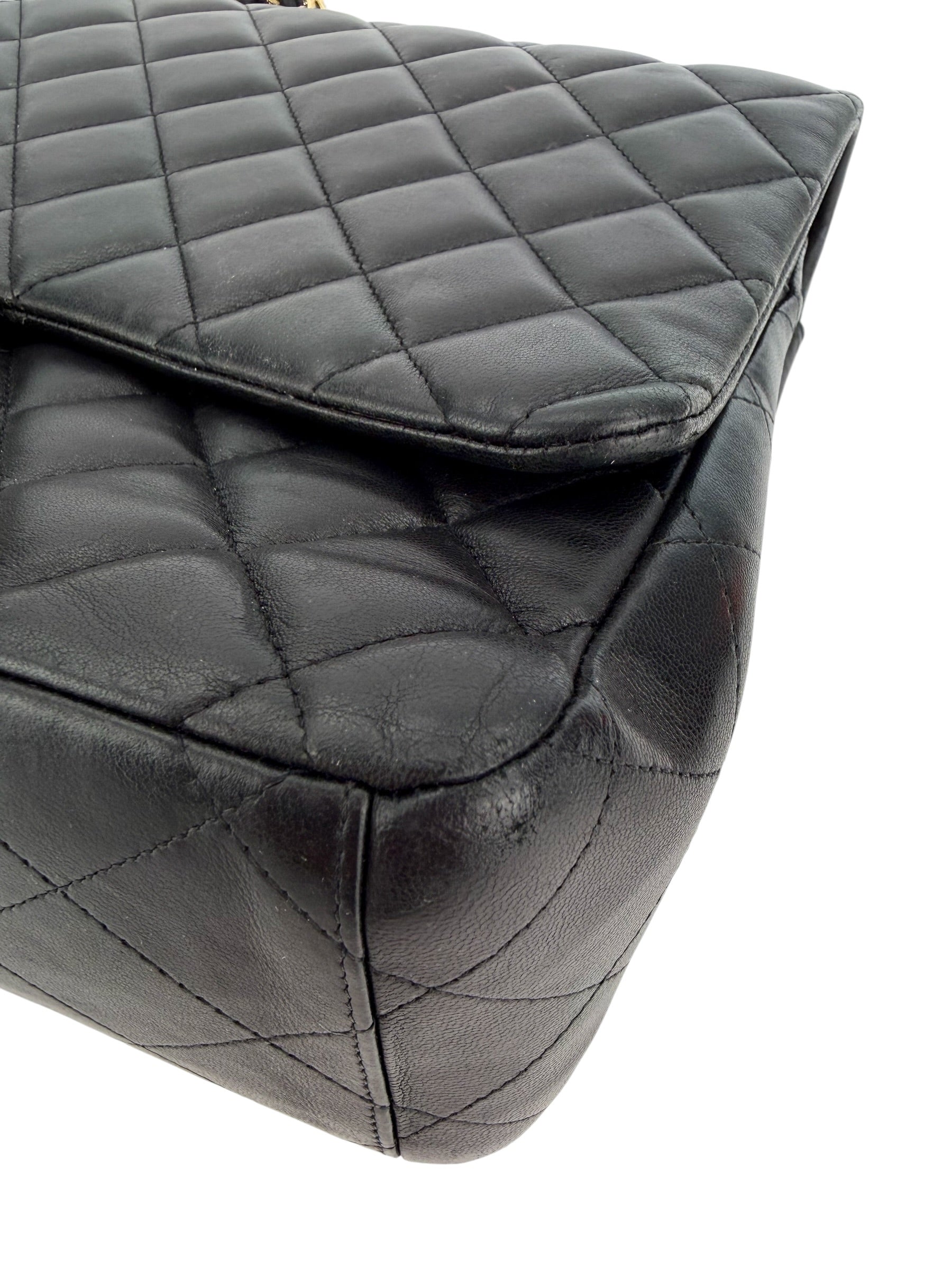 Chanel Lambskin Quilted Maxi Double Flap Black