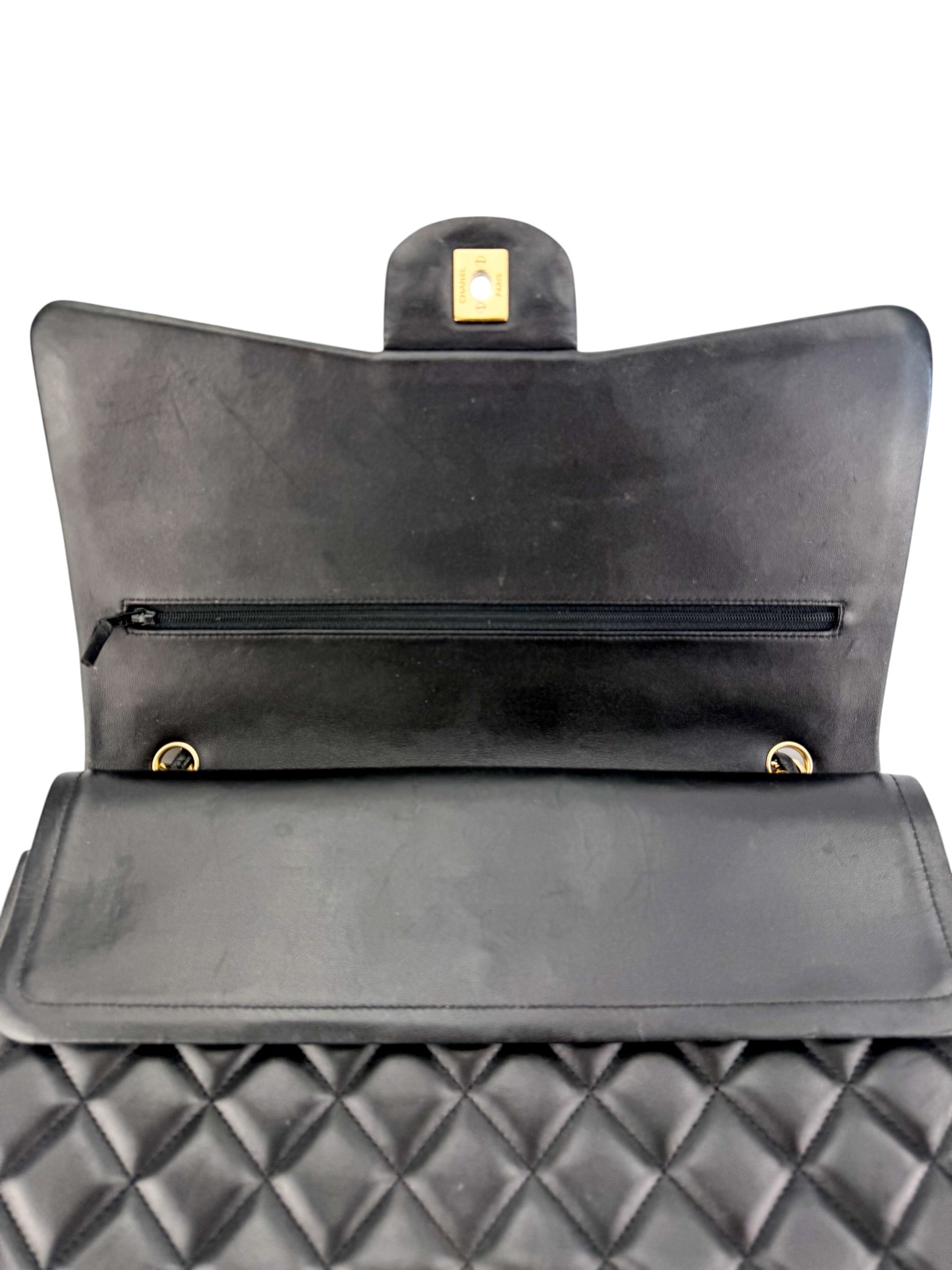 Chanel Lambskin Quilted Maxi Double Flap Black