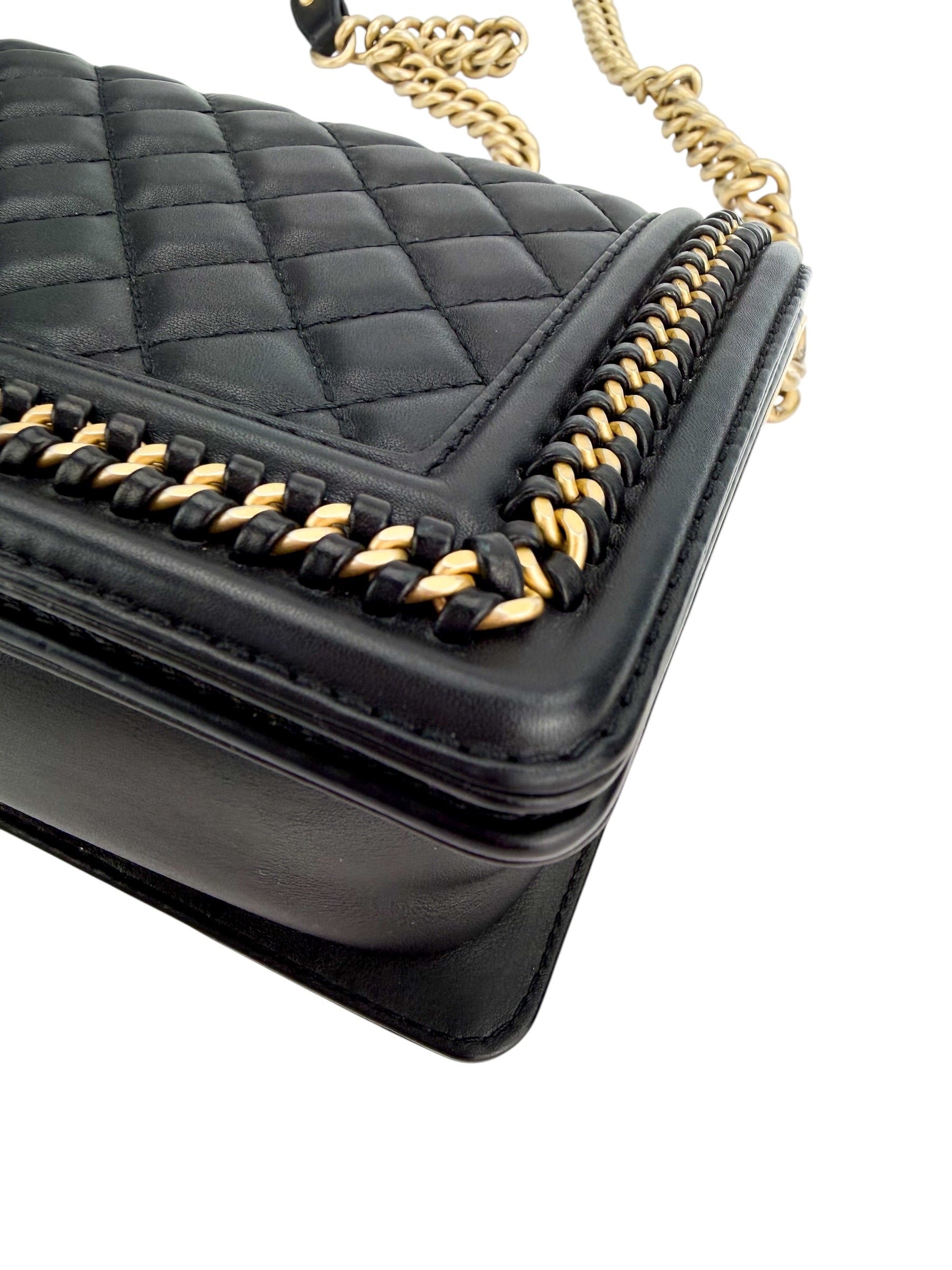 Chanel Calfskin Quilted Medium Top Handle Boy Flap Black