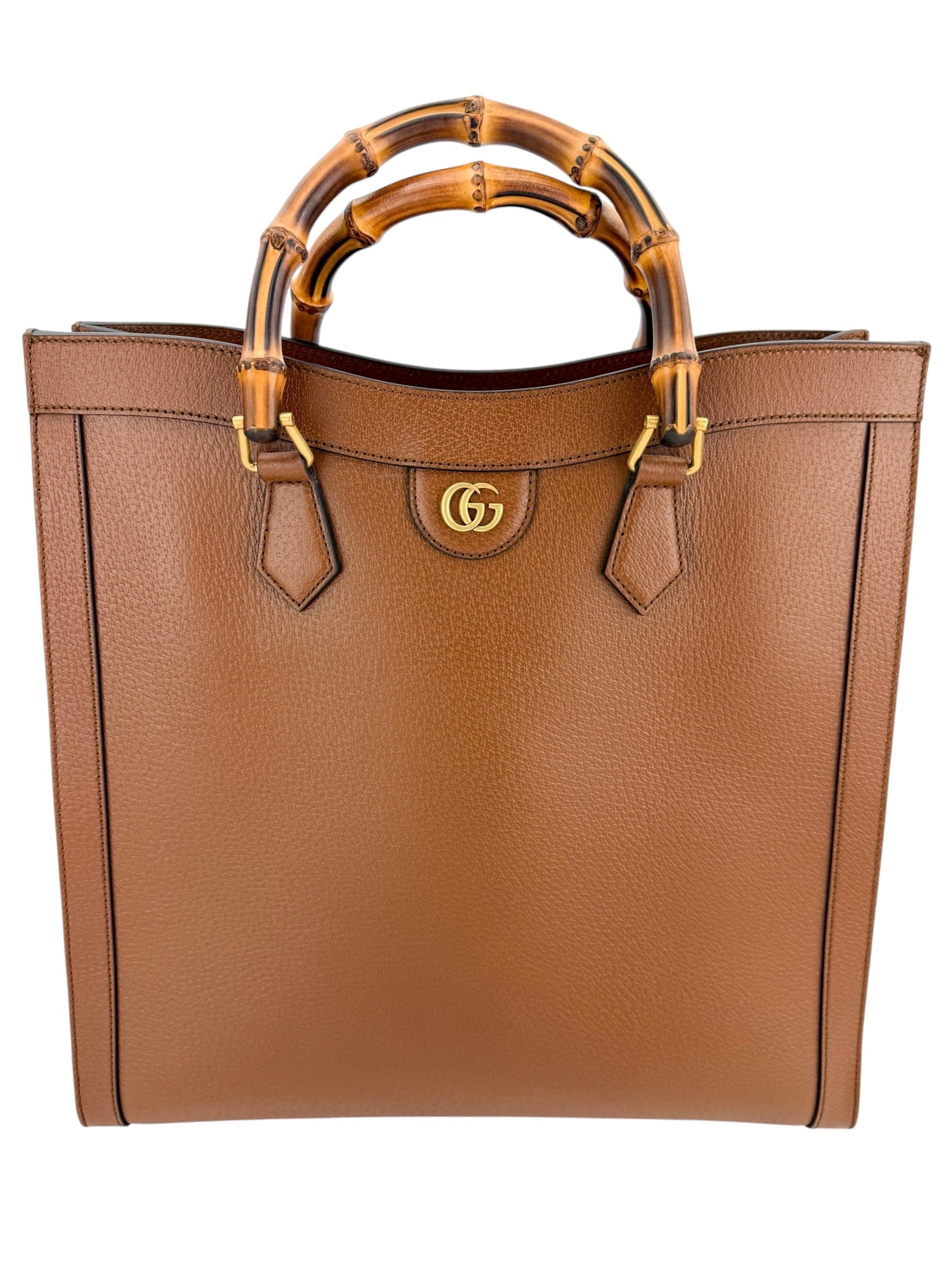 Gucci Calfskin Bamboo Large Diana Tote Bag Cuir