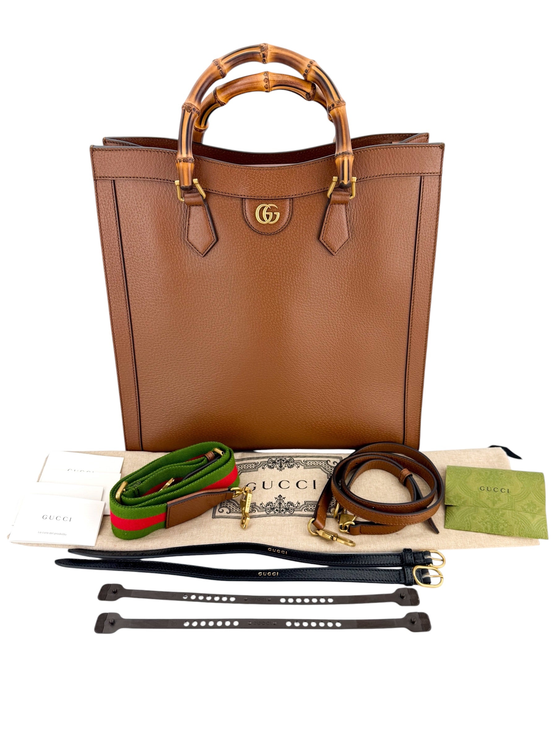 Gucci Calfskin Bamboo Large Diana Tote Bag Cuir