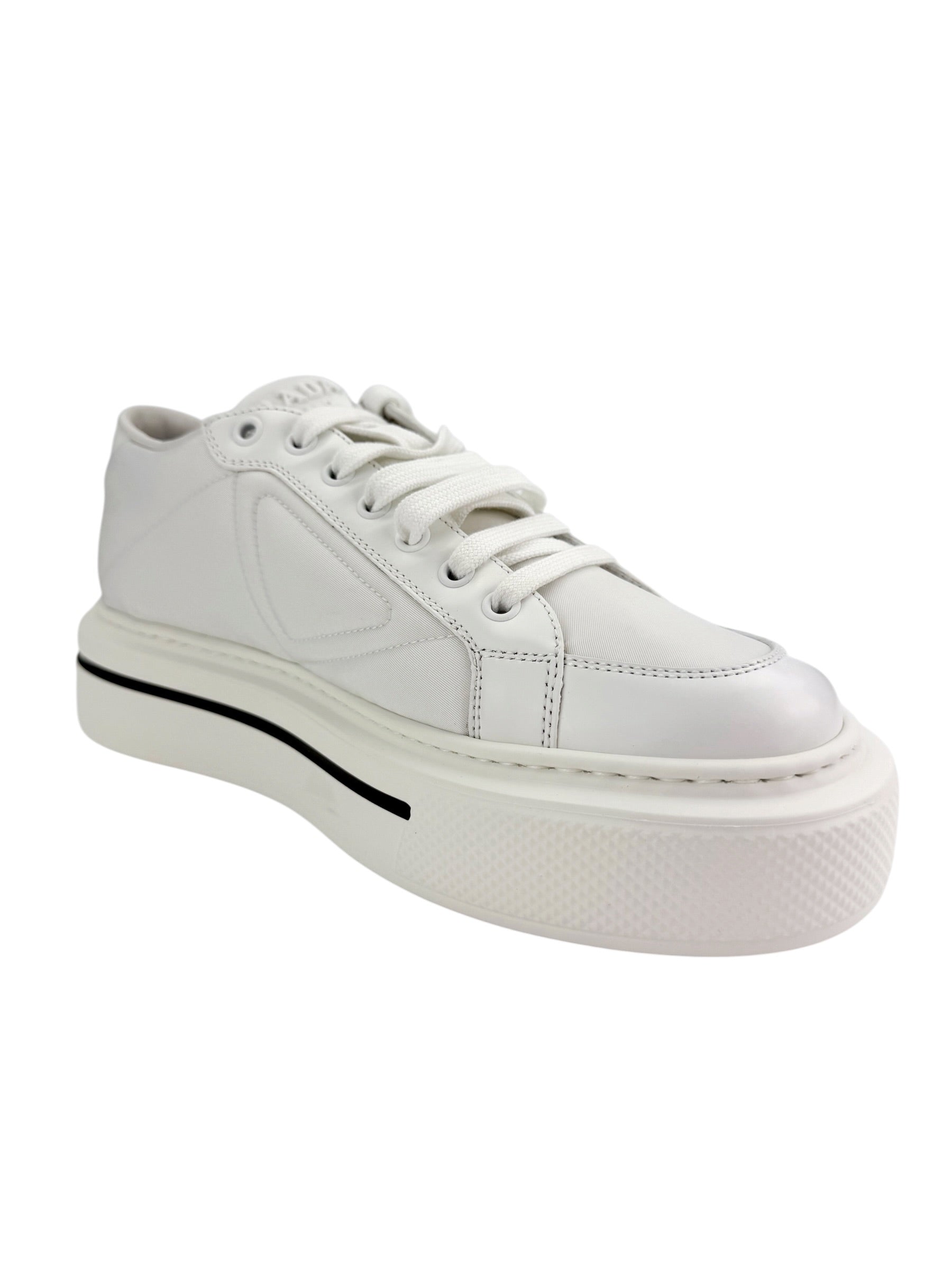 Prada Re-Nylon Gabardine Spazzolato Low Top Sneaker Size 38.5 (NIB)