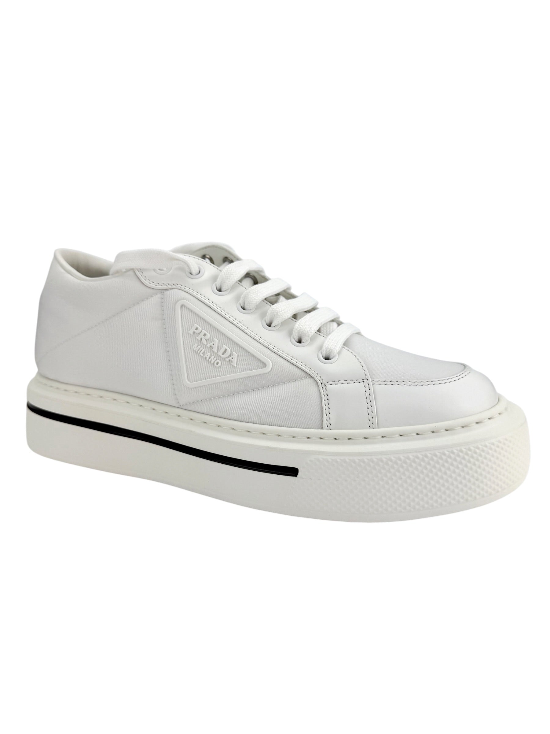 Prada Re-Nylon Gabardine Spazzolato Low Top Sneaker Size 38.5 (NIB)