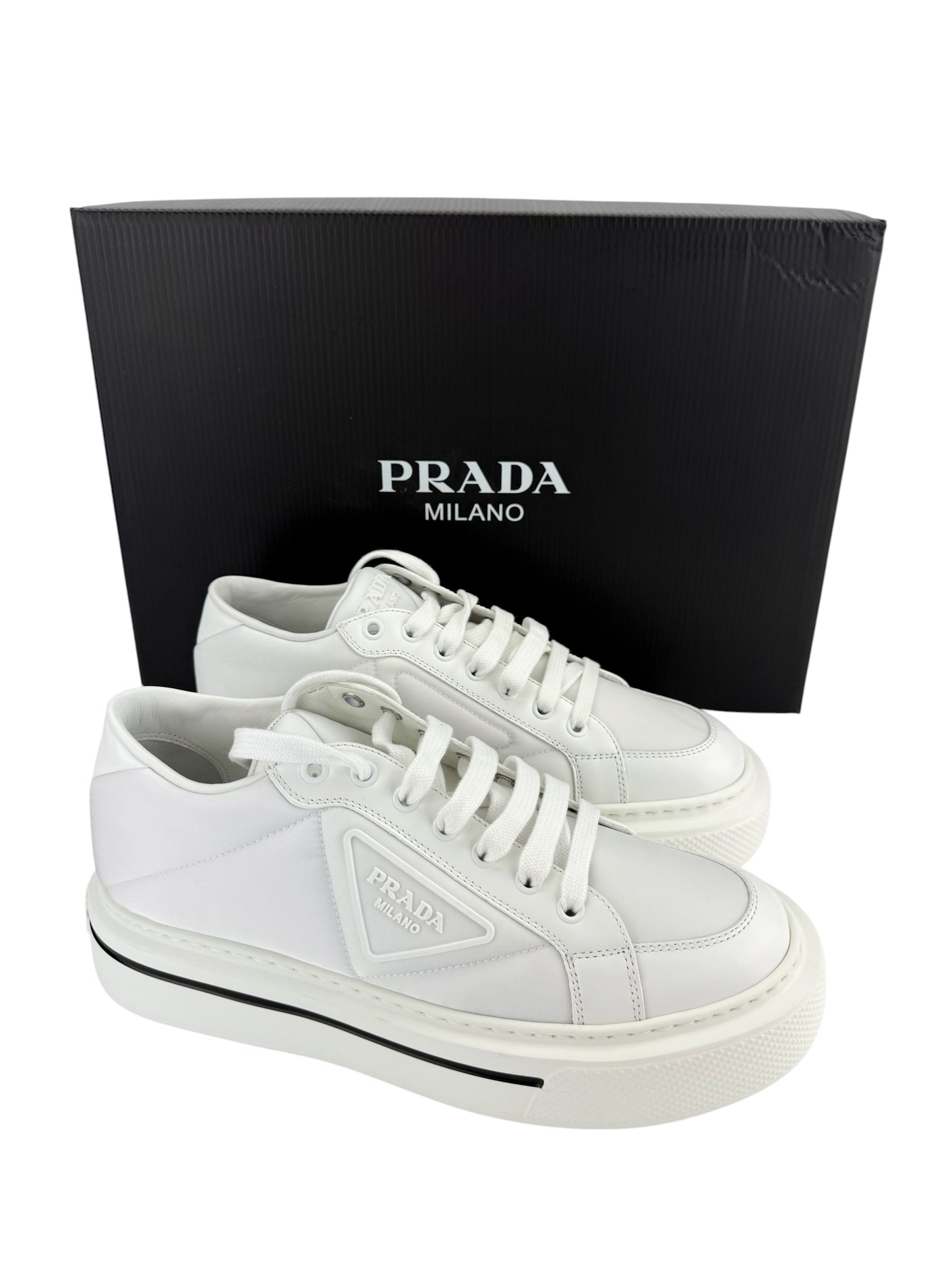 Prada Re-Nylon Gabardine Spazzolato Low Top Sneaker Size 38.5 (NIB)