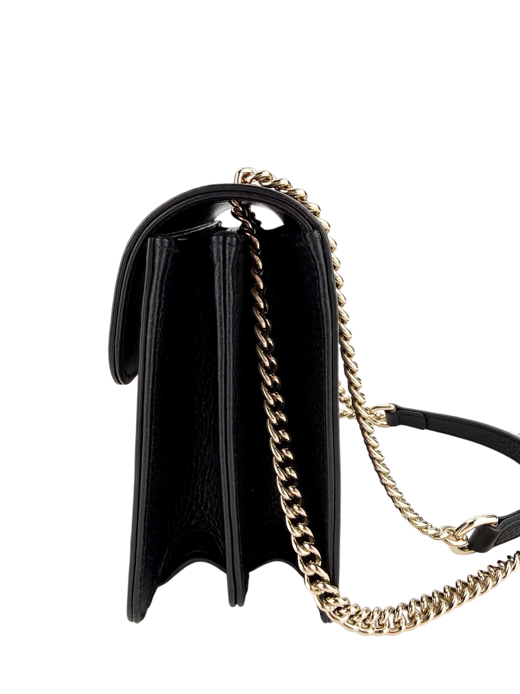 Gucci Dollar Calfskin Small Interlocking GG Shoulder Bag Black