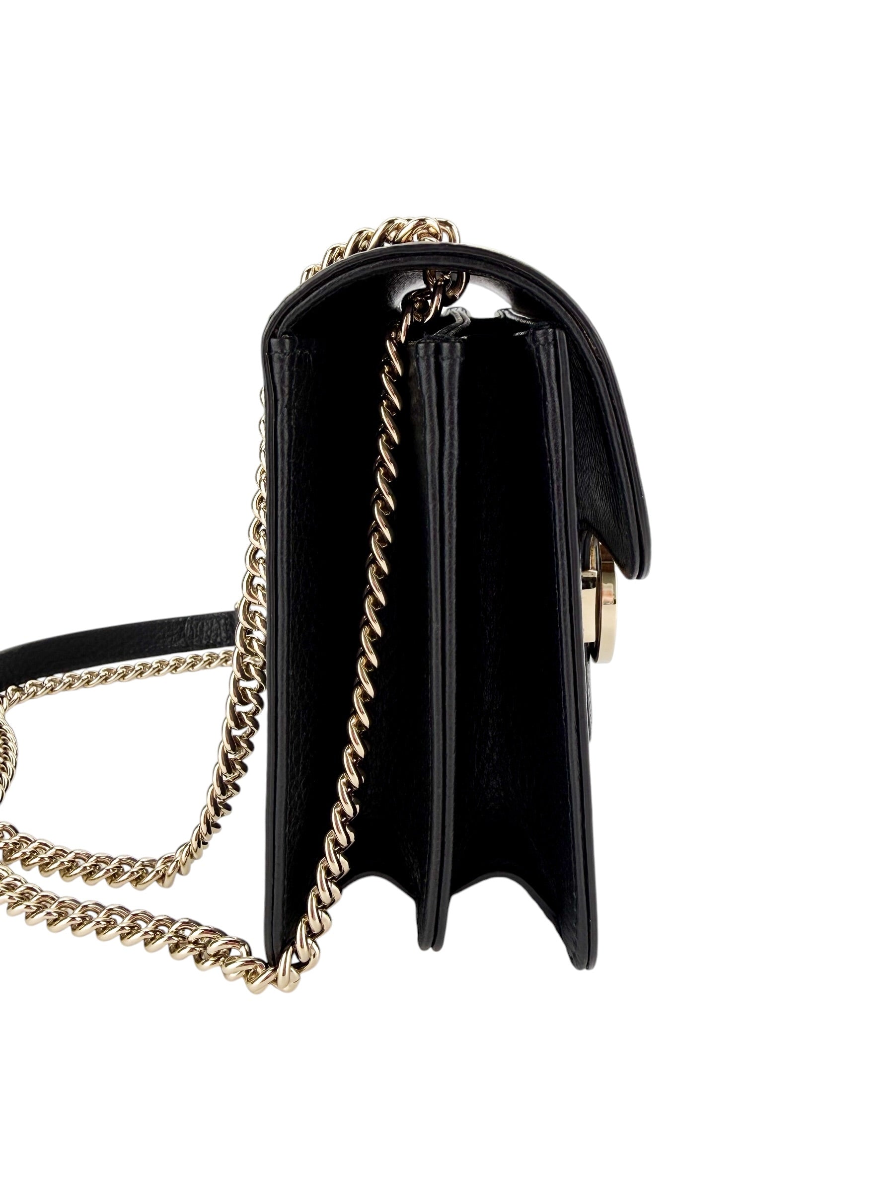 Gucci Dollar Calfskin Small Interlocking GG Shoulder Bag Black