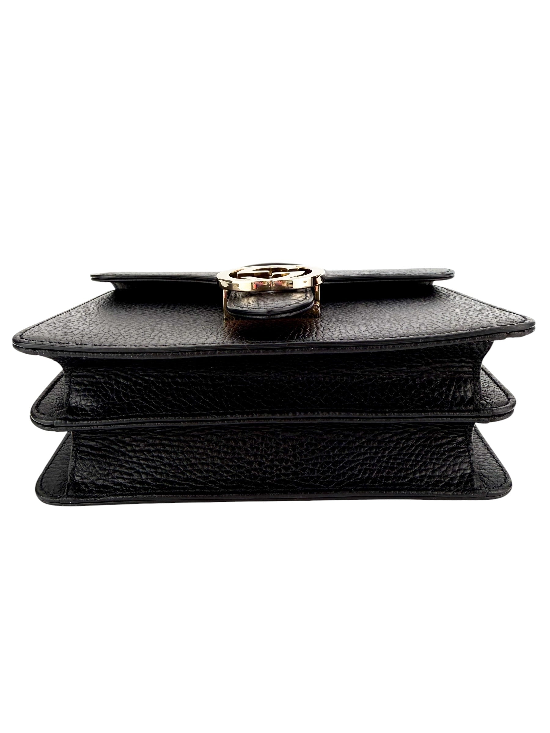 Gucci Dollar Calfskin Small Interlocking GG Shoulder Bag Black