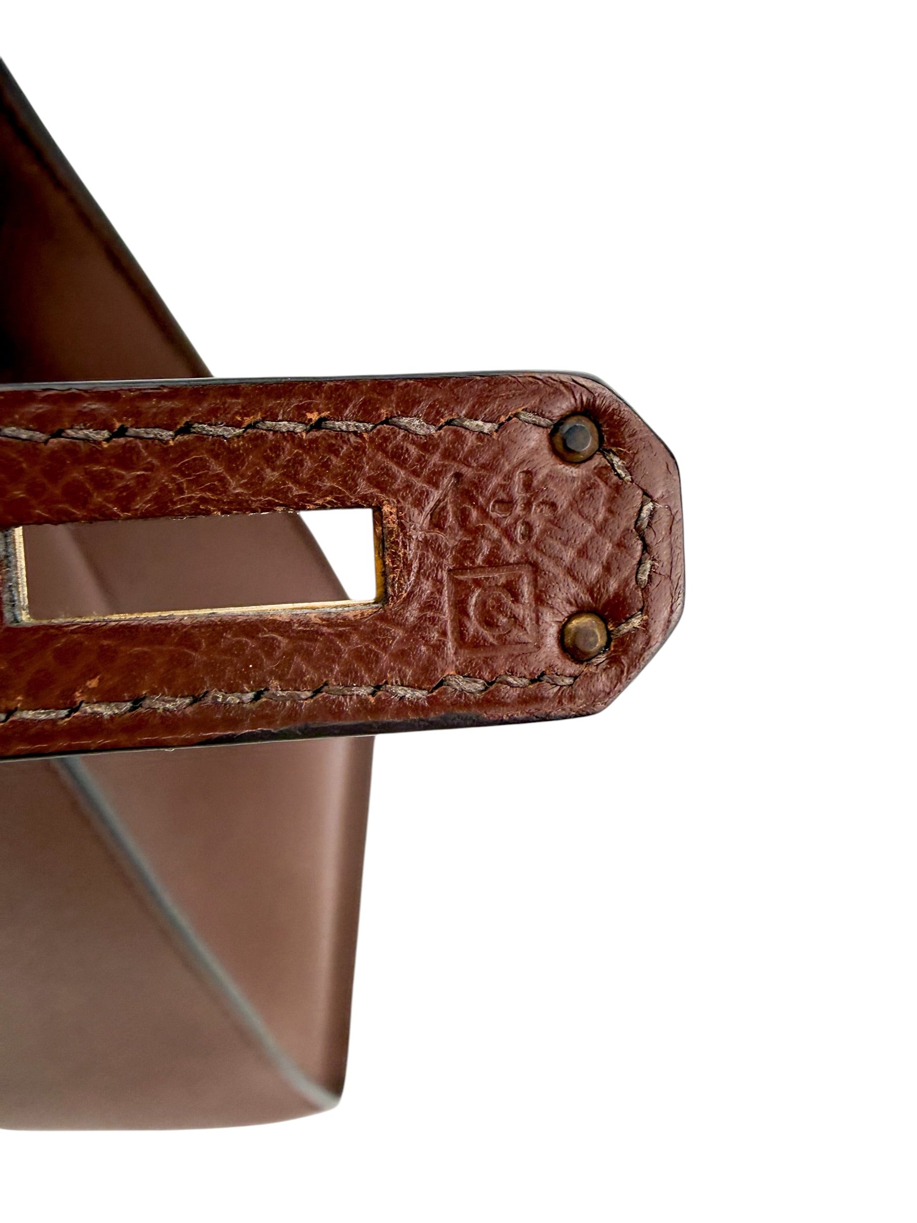 Hermes Courchevel Kelly Sellier 32 Havana Stamp Square C (1999)